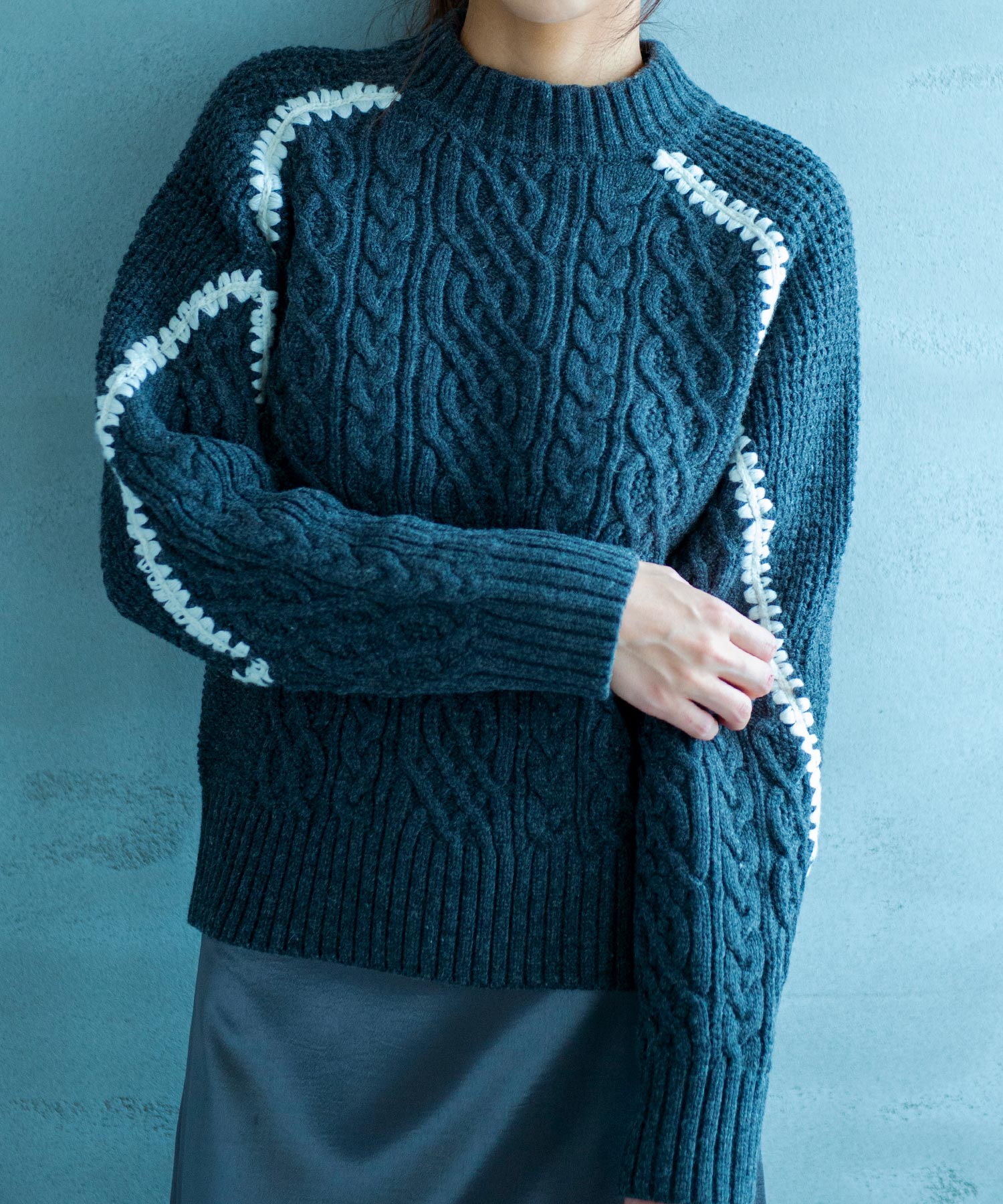 【11月下旬お届け予約商品】ウォッシャブルケーブルニット