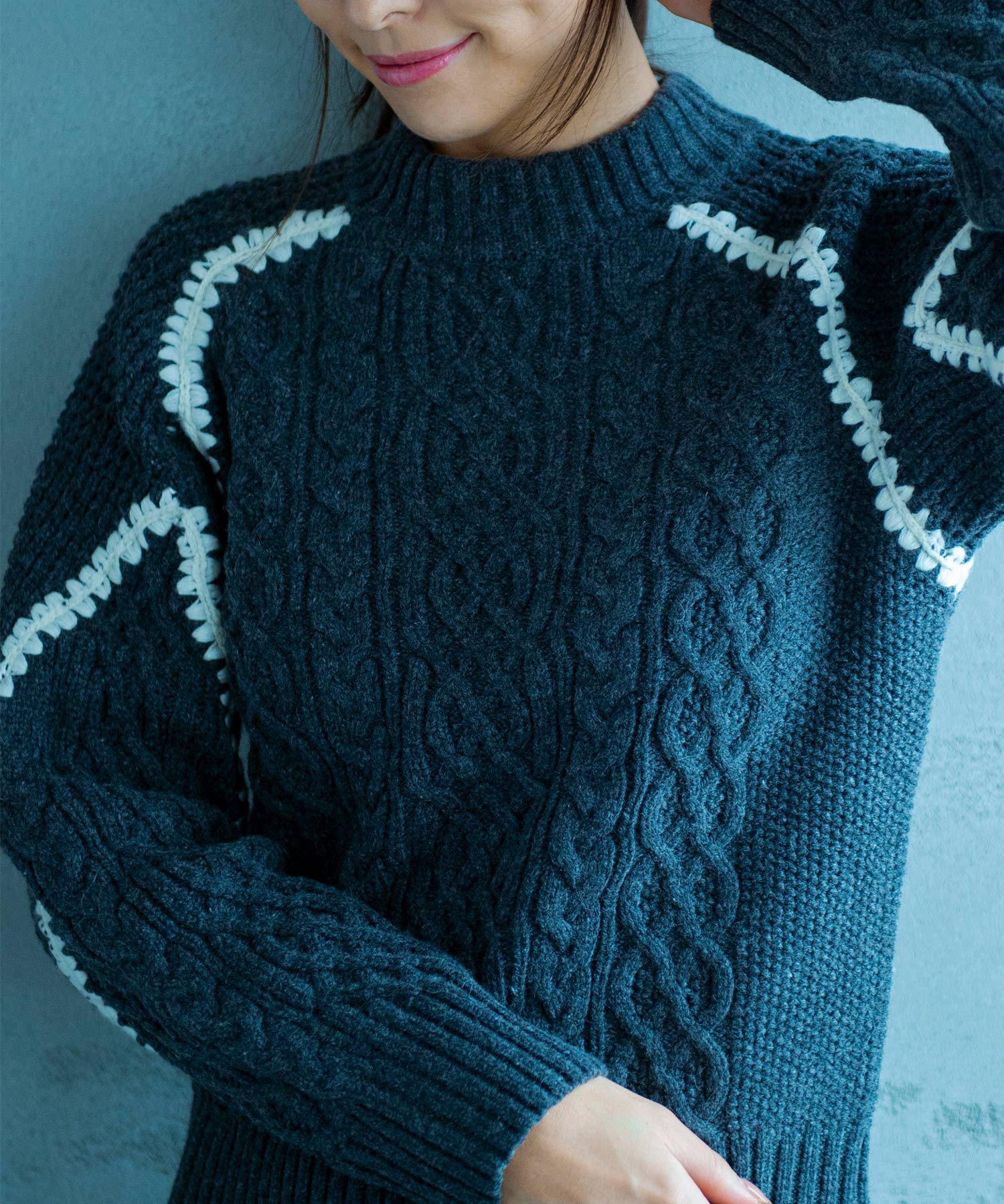 【11月下旬お届け予約商品】ウォッシャブルケーブルニット