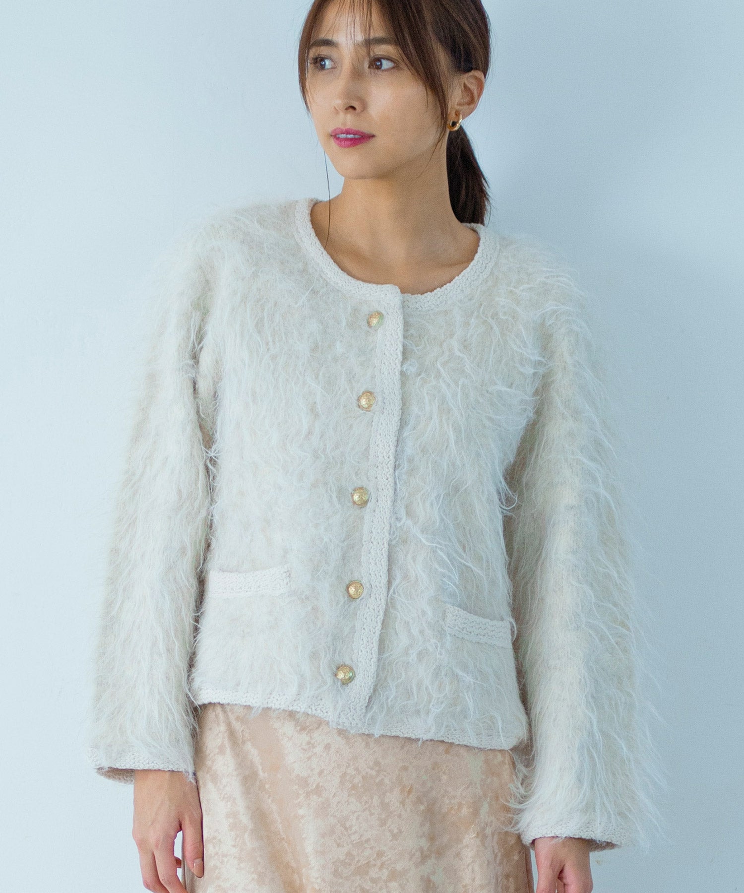 【11月下旬お届け予約商品】シャギーニットカーディガンジャケット