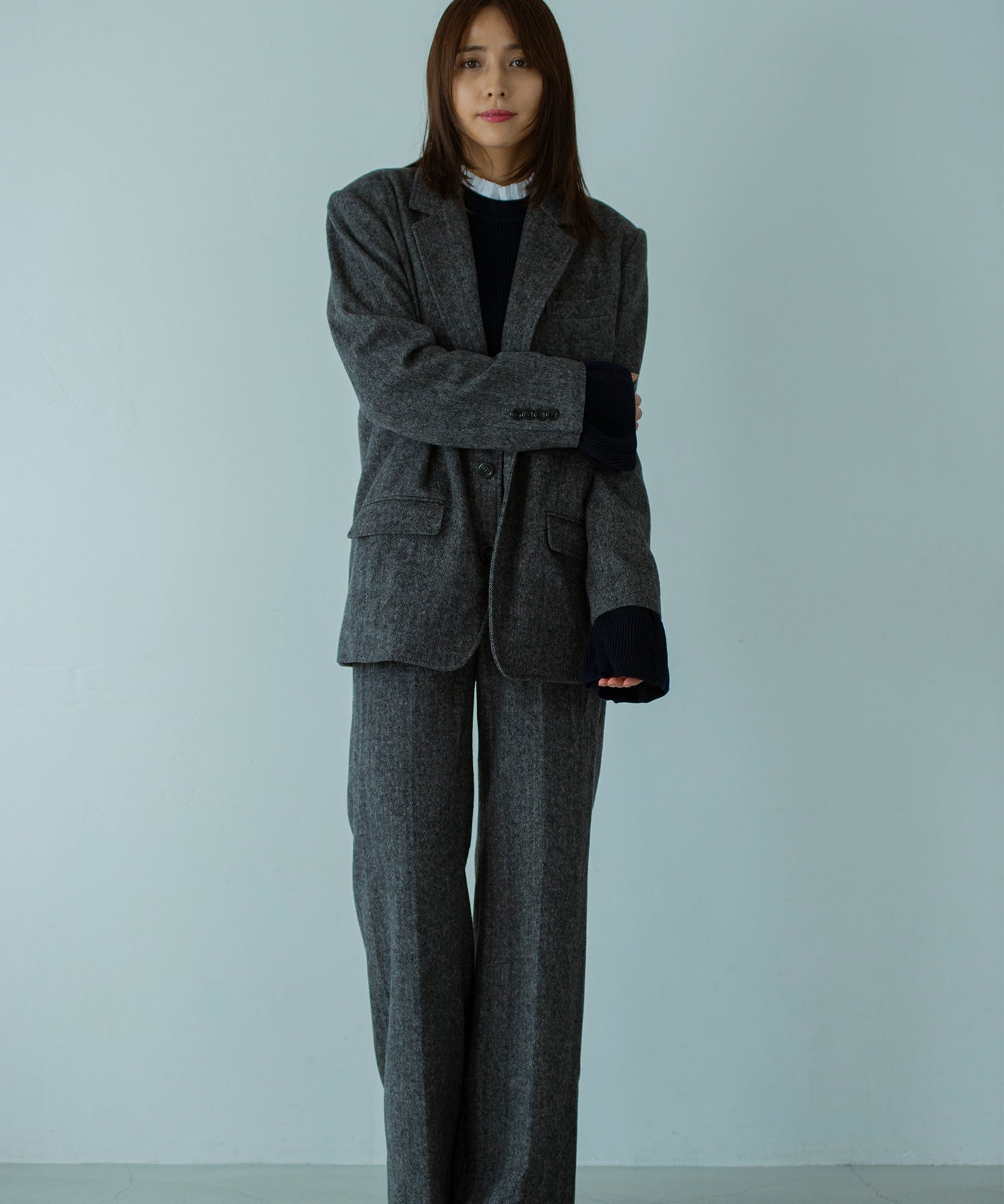 【11月下旬お届け予約商品】2WAYメロウハイネック衿付きニット