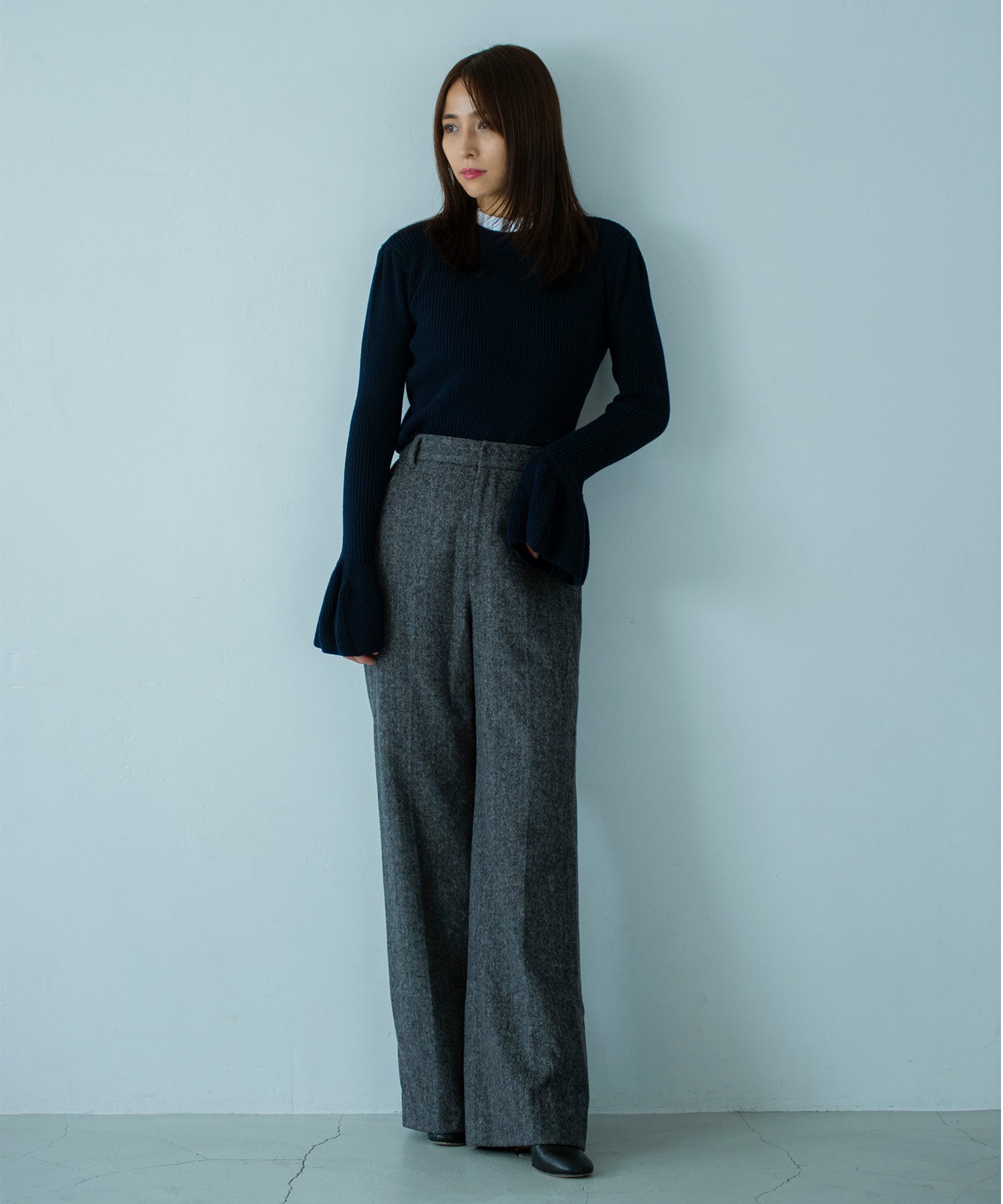 2WAYメロウハイネック衿付きニット