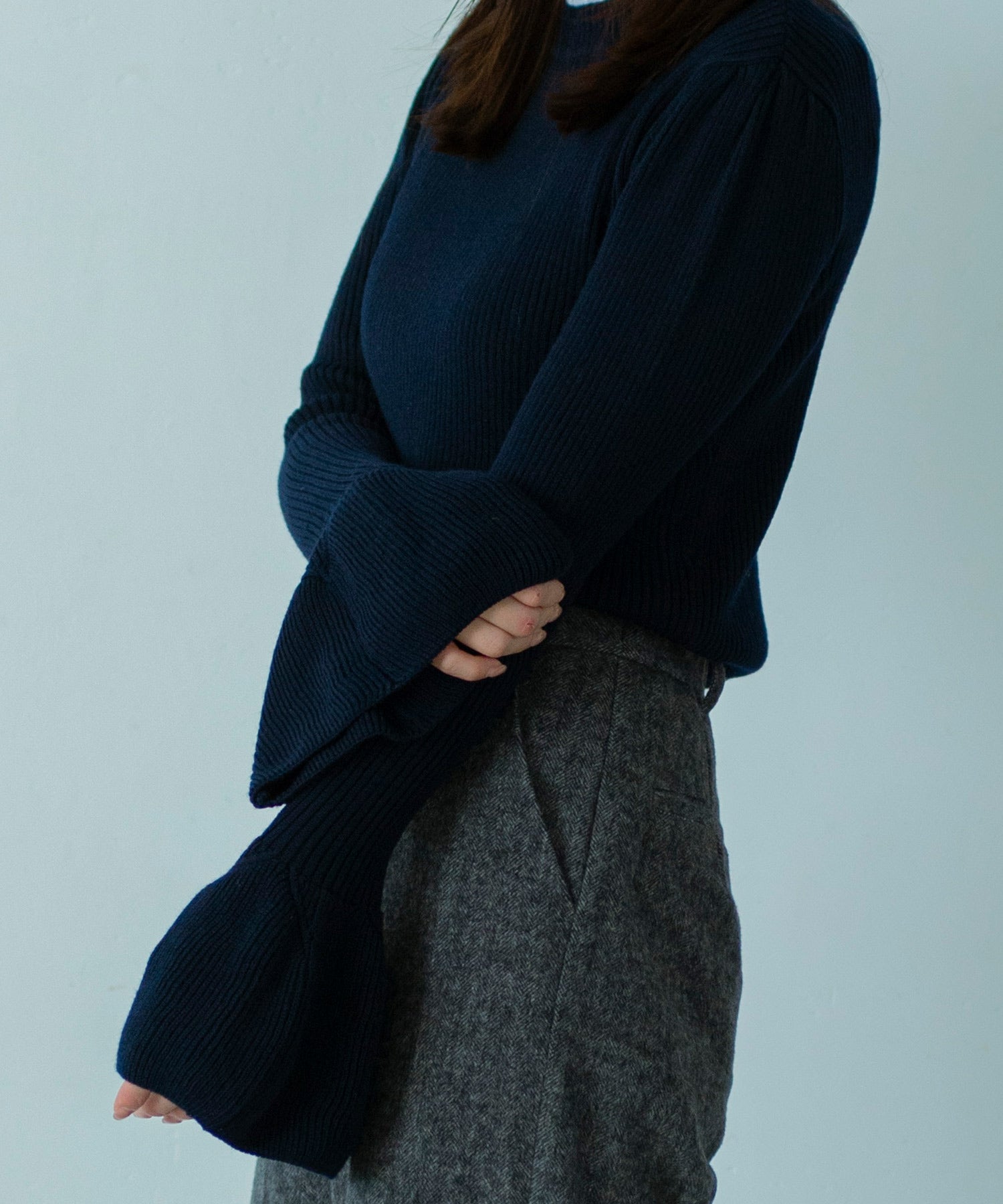 2WAYメロウハイネック衿付きニット