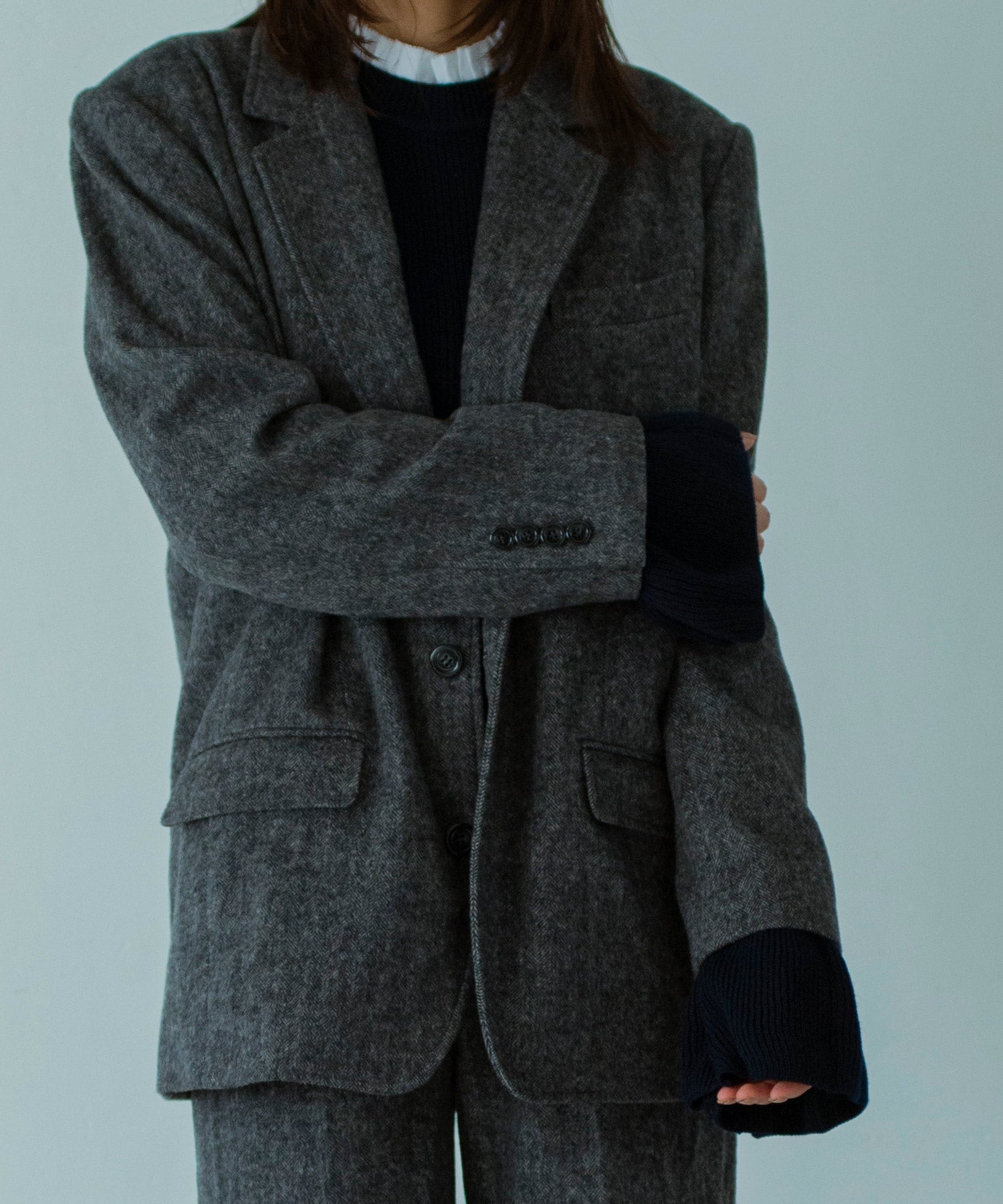 【11月下旬お届け予約商品】2WAYメロウハイネック衿付きニット