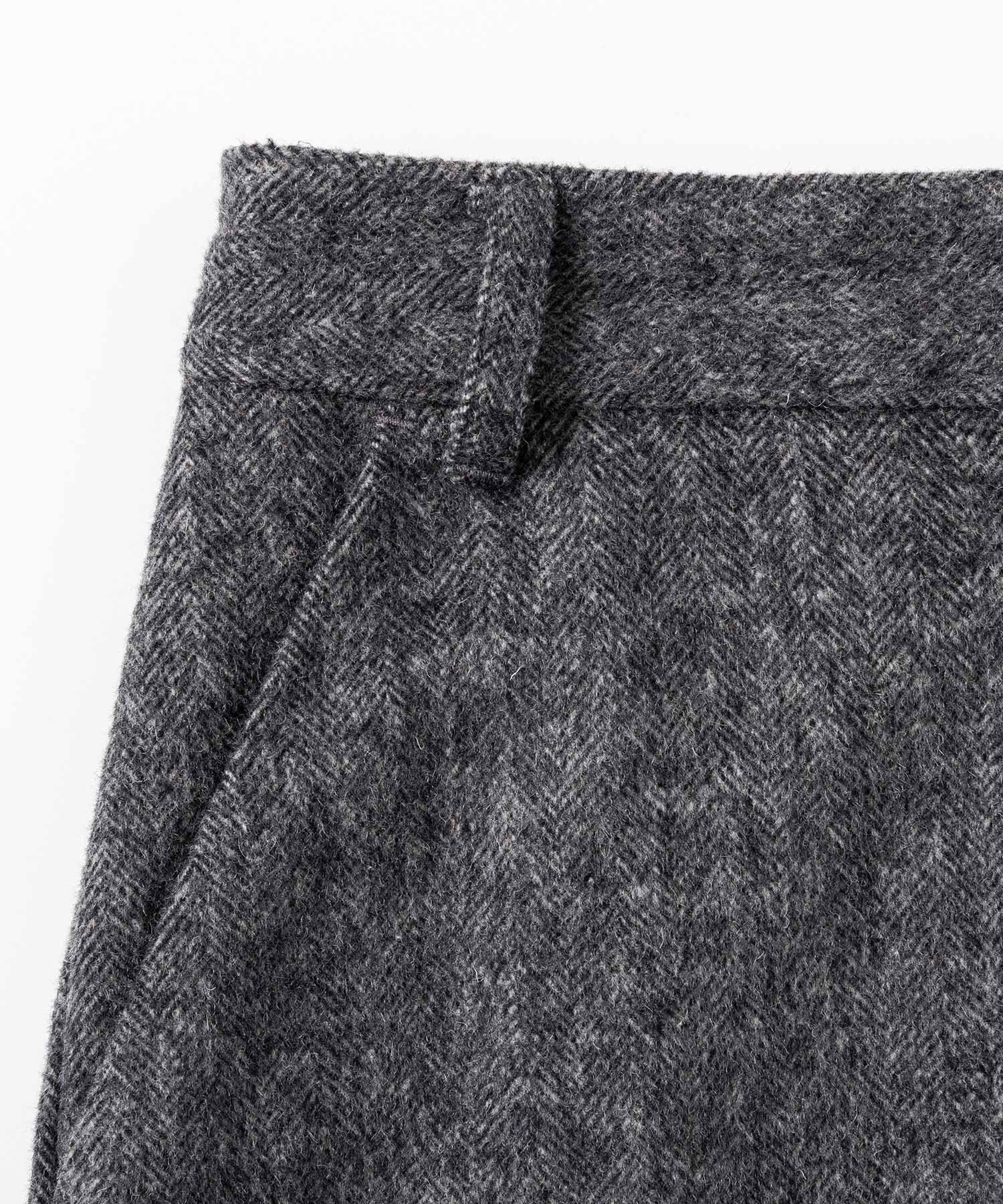 ヘリンボーンウールツイードワイドパンツ