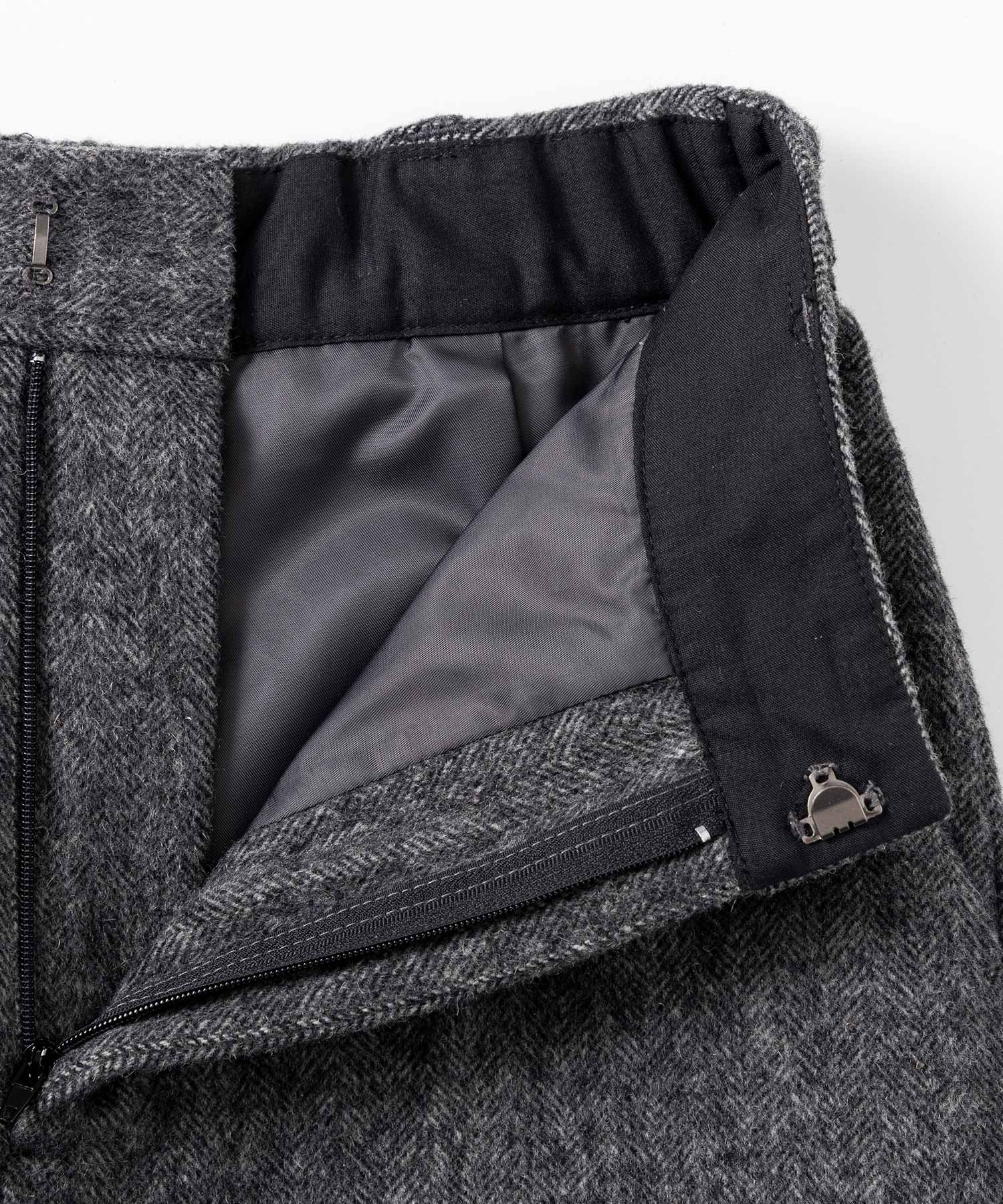 ヘリンボーンウールツイードワイドパンツ