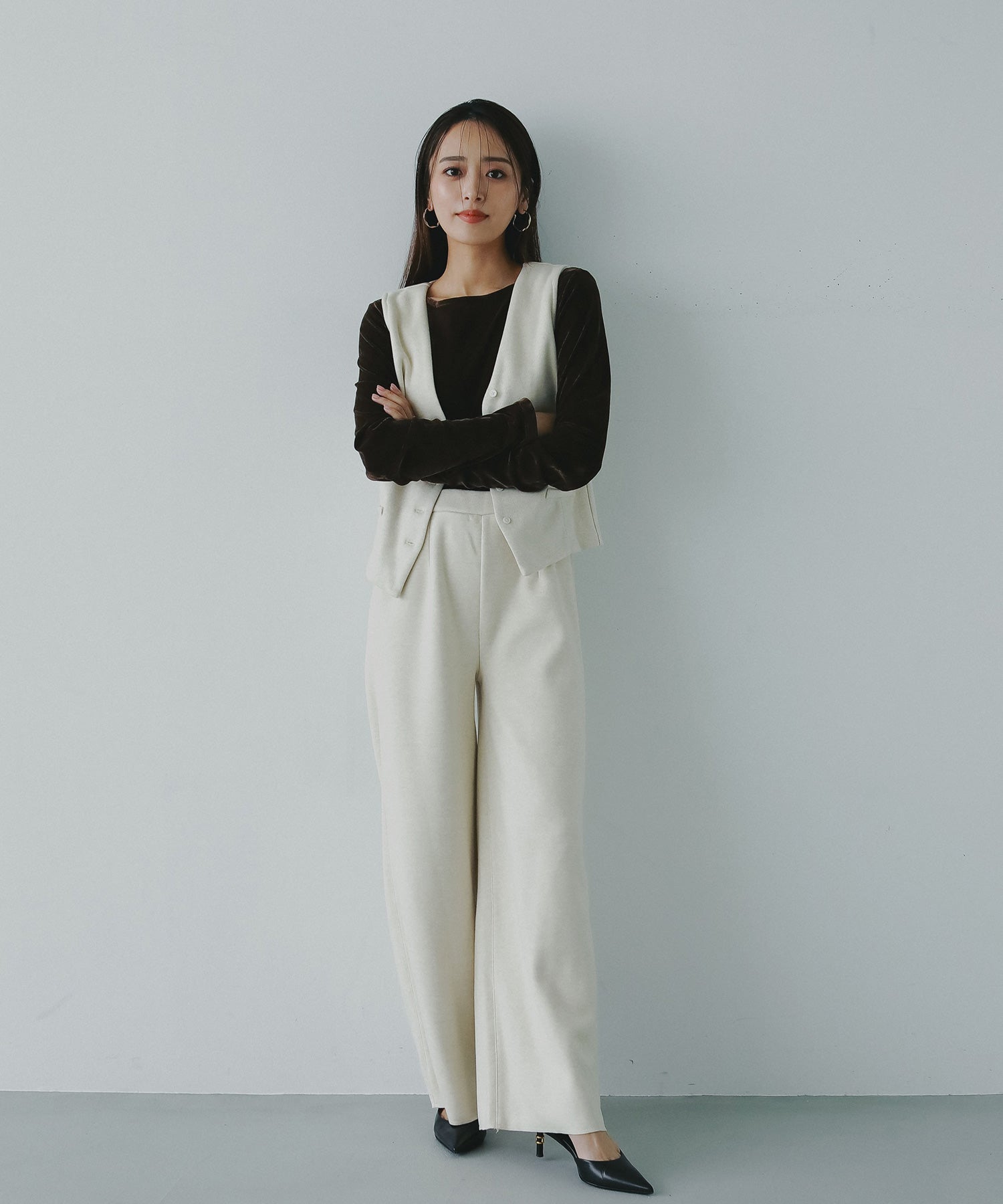 フェルトニットイージーワイドパンツ