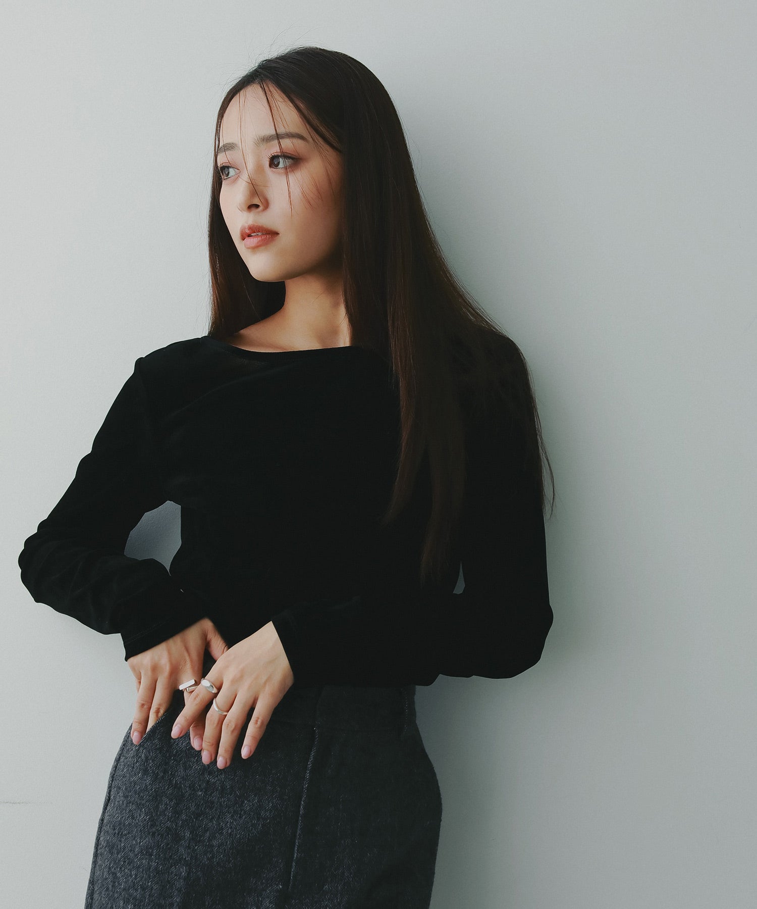 ベロアロングスリーブカットソー