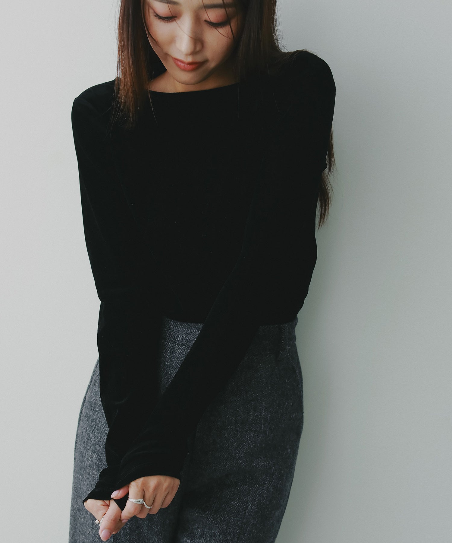 ベロアロングスリーブカットソー