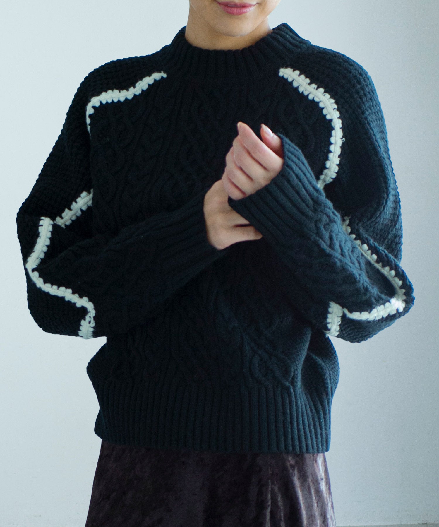 ウォッシャブルケーブルニット