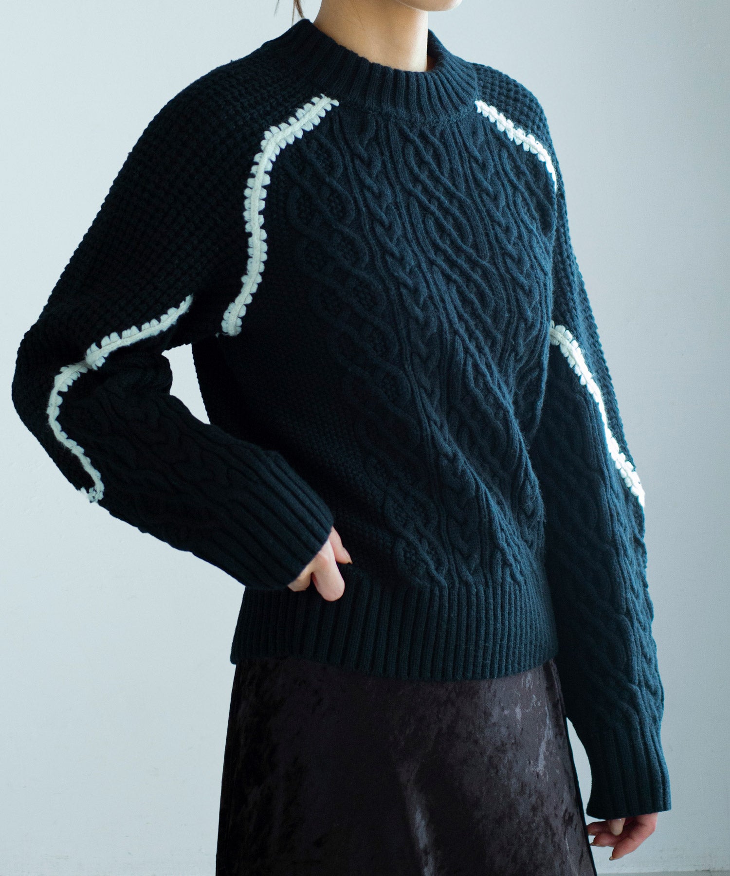 ウォッシャブルケーブルニット