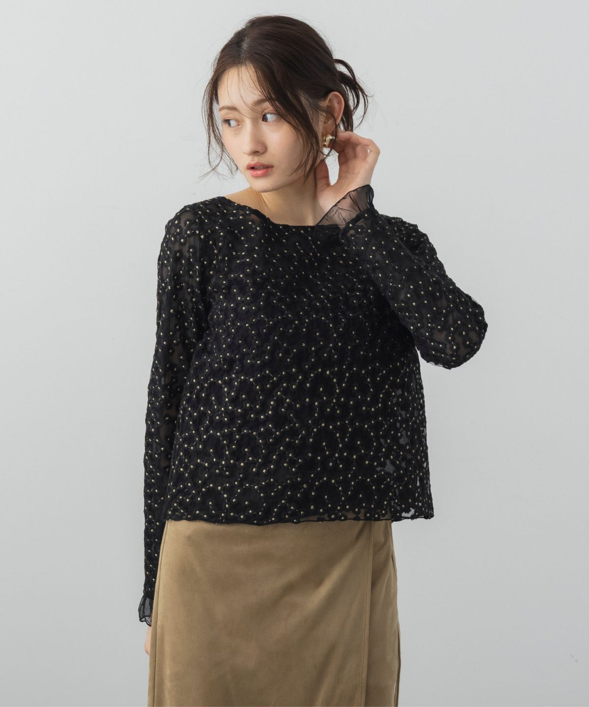 シアージャガードフラワーカットソー