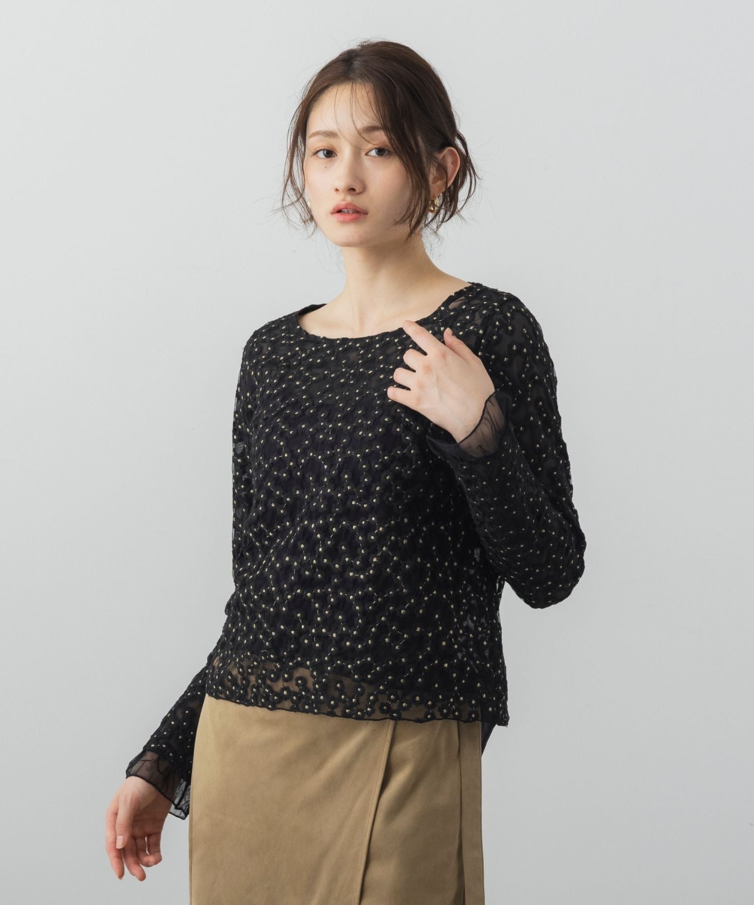 シアージャガードフラワーカットソー
