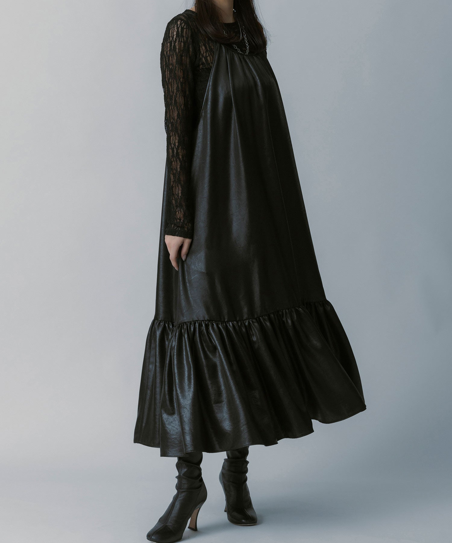 レザーライク キャミソールワンピース