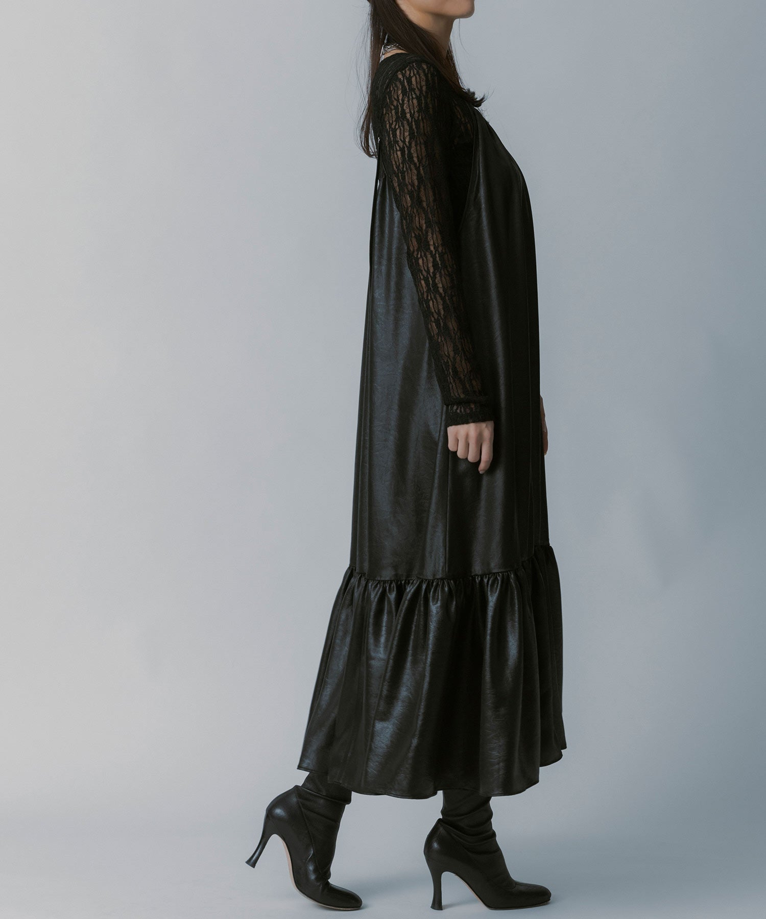 レザーライク キャミソールワンピース