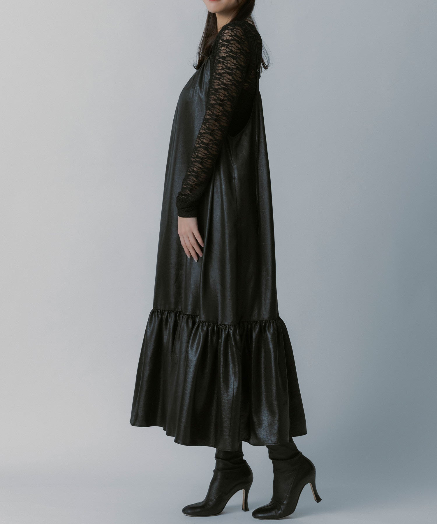 レザーライク キャミソールワンピース