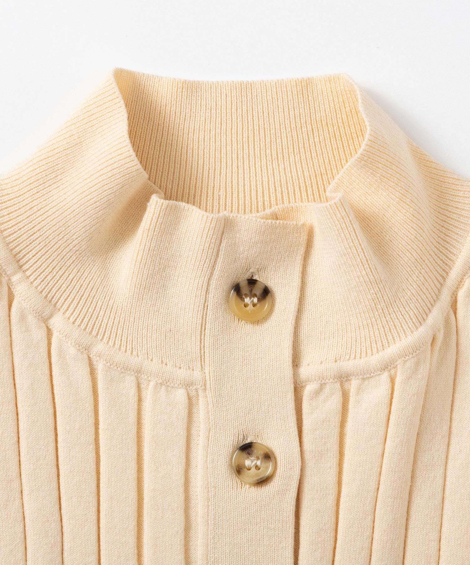 モックネック リブニットカーディガン