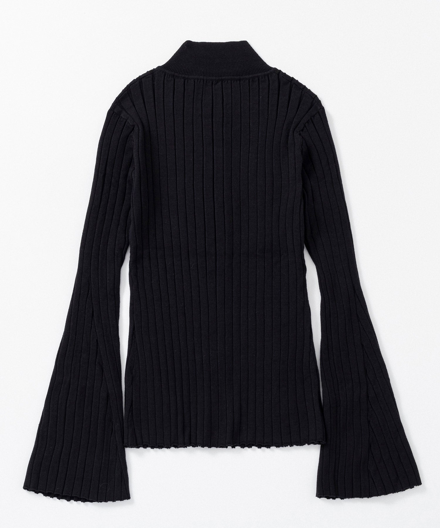 モックネック リブニットカーディガン