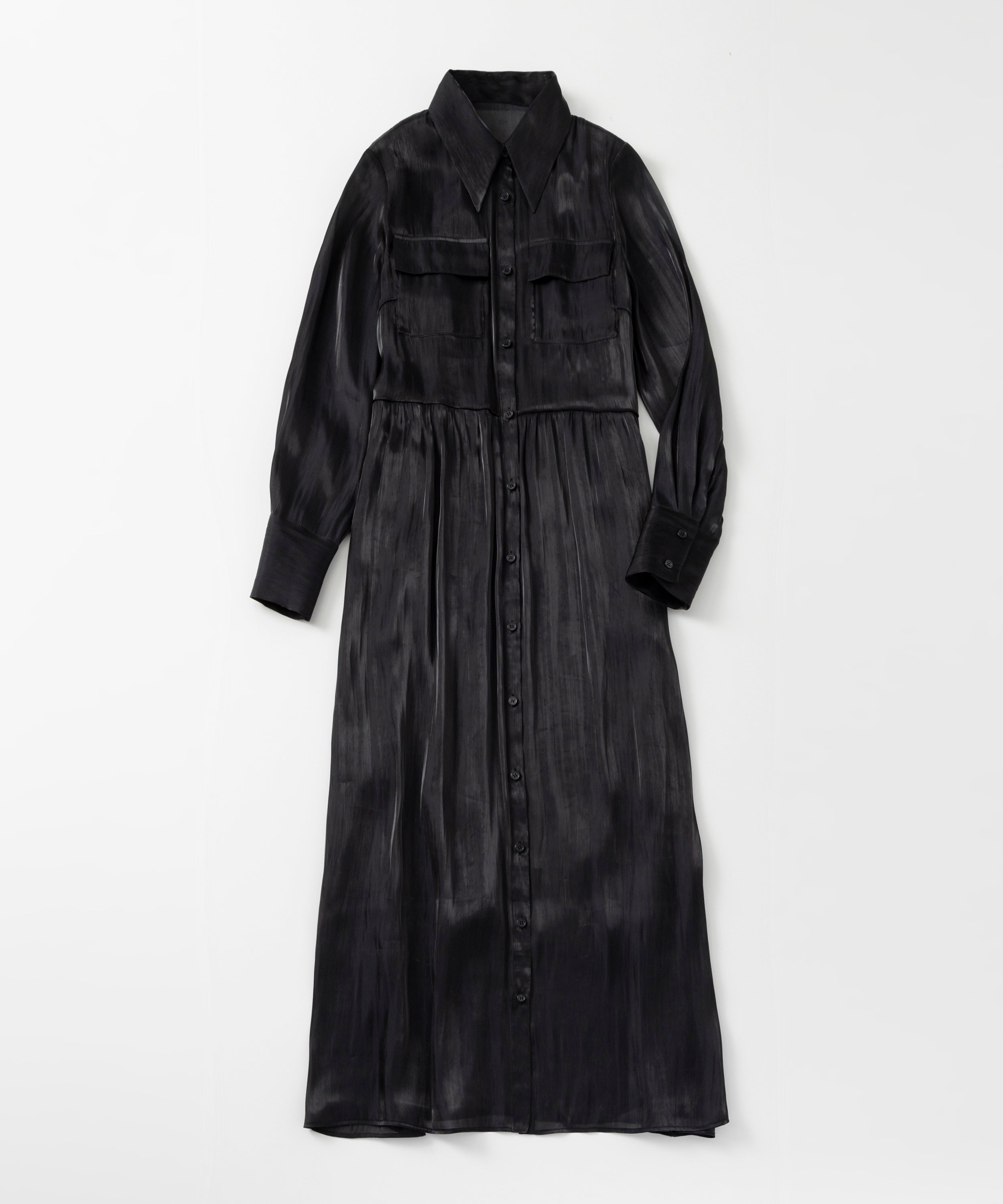 2WAY光沢シアーシャツワンピース