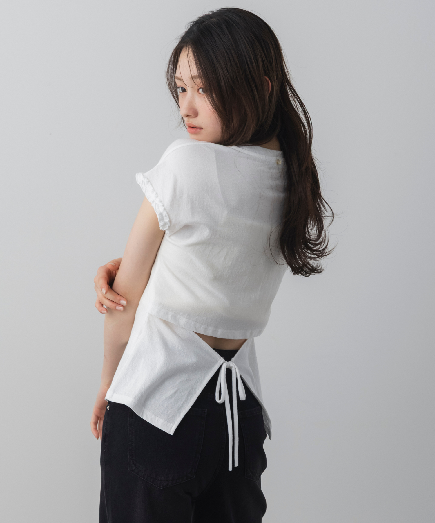 【6月下旬お届け】フリルスリーブデザインTシャツ