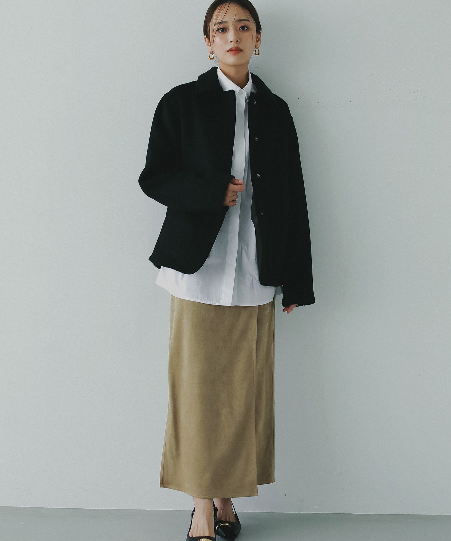 スエードラップタイトスカート