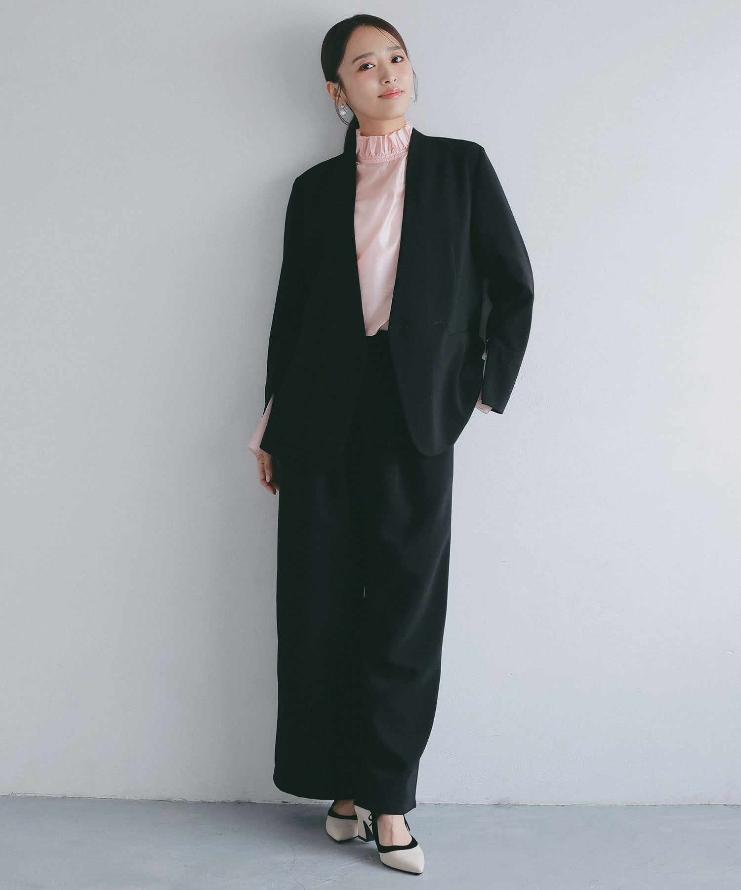 フレアスリーブ スタンドネックシアーブラウス【セレモニー/オケージョン】