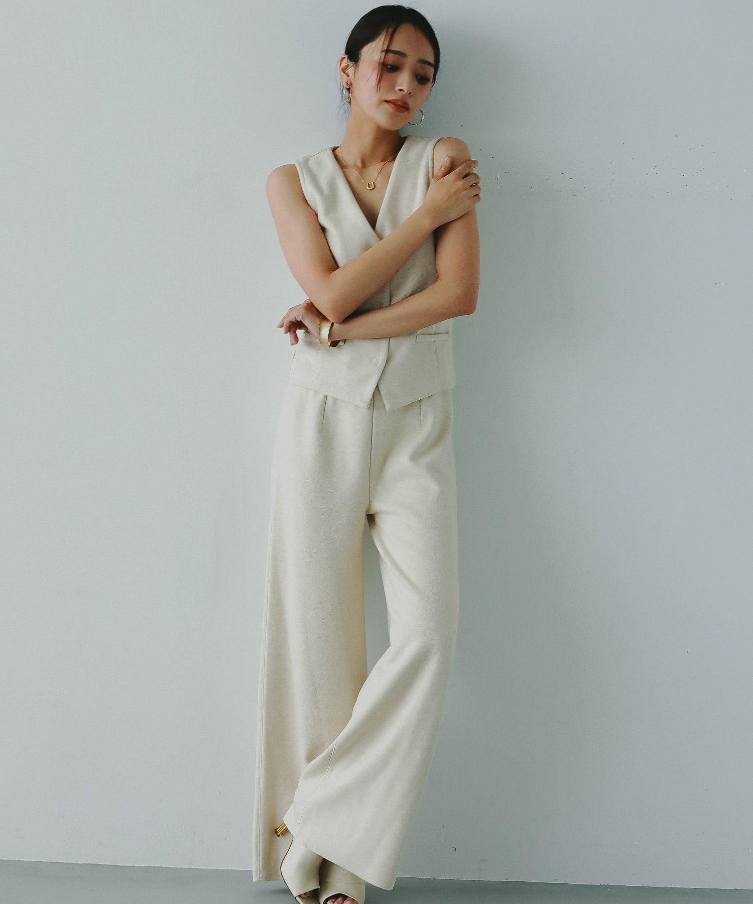 フェルトニットVネックジレ