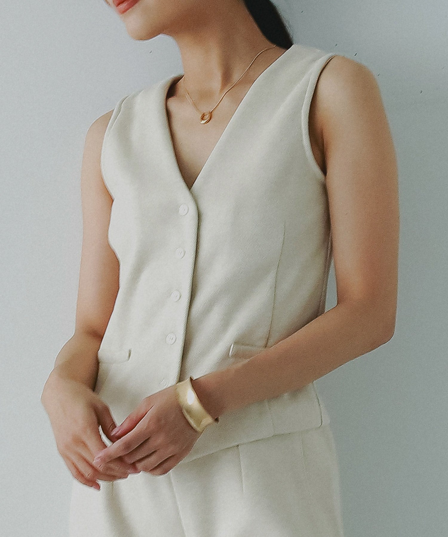 フェルトニットVネックジレ