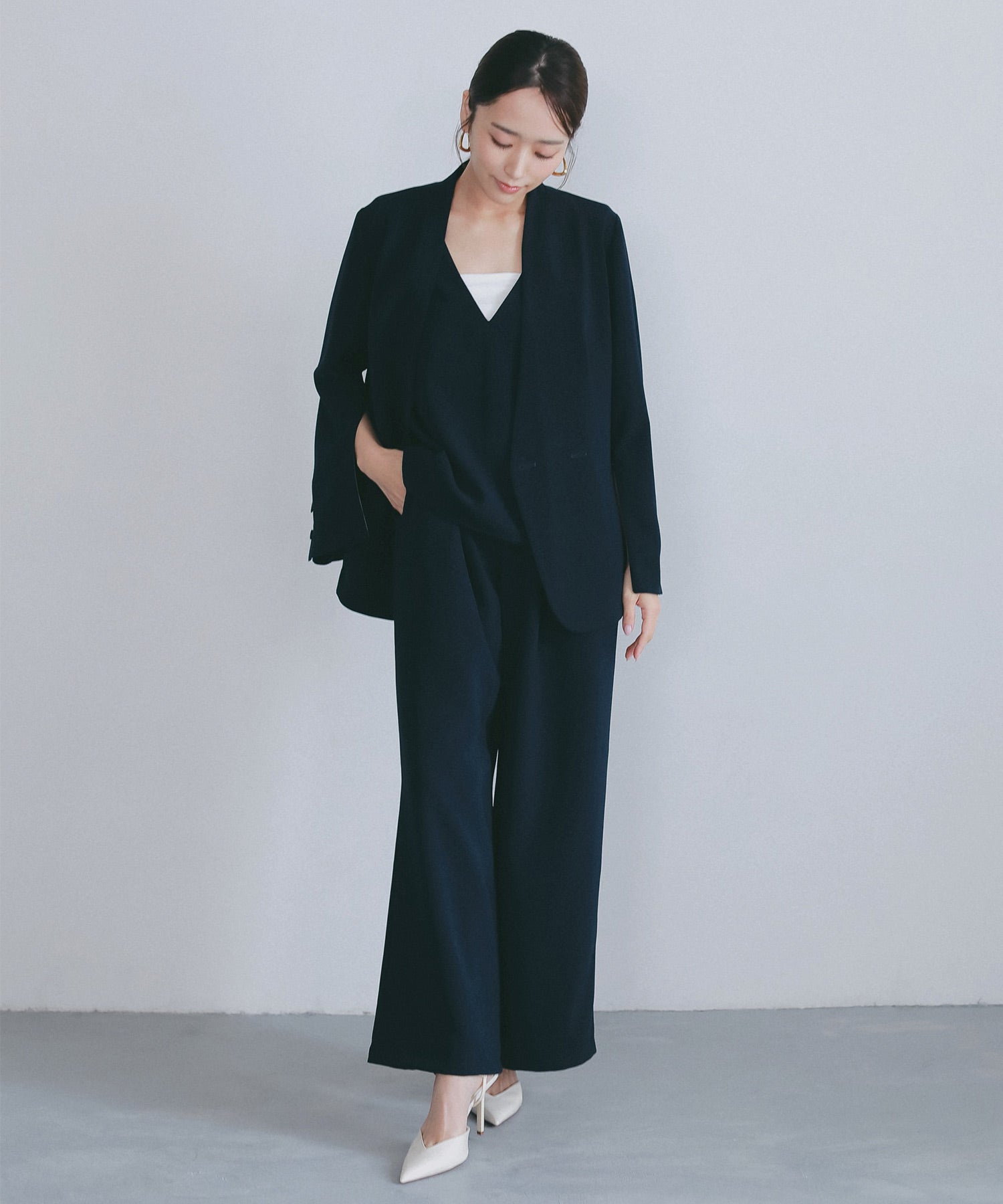 イージーストレートワイドパンツ【セレモニー/オケージョン】