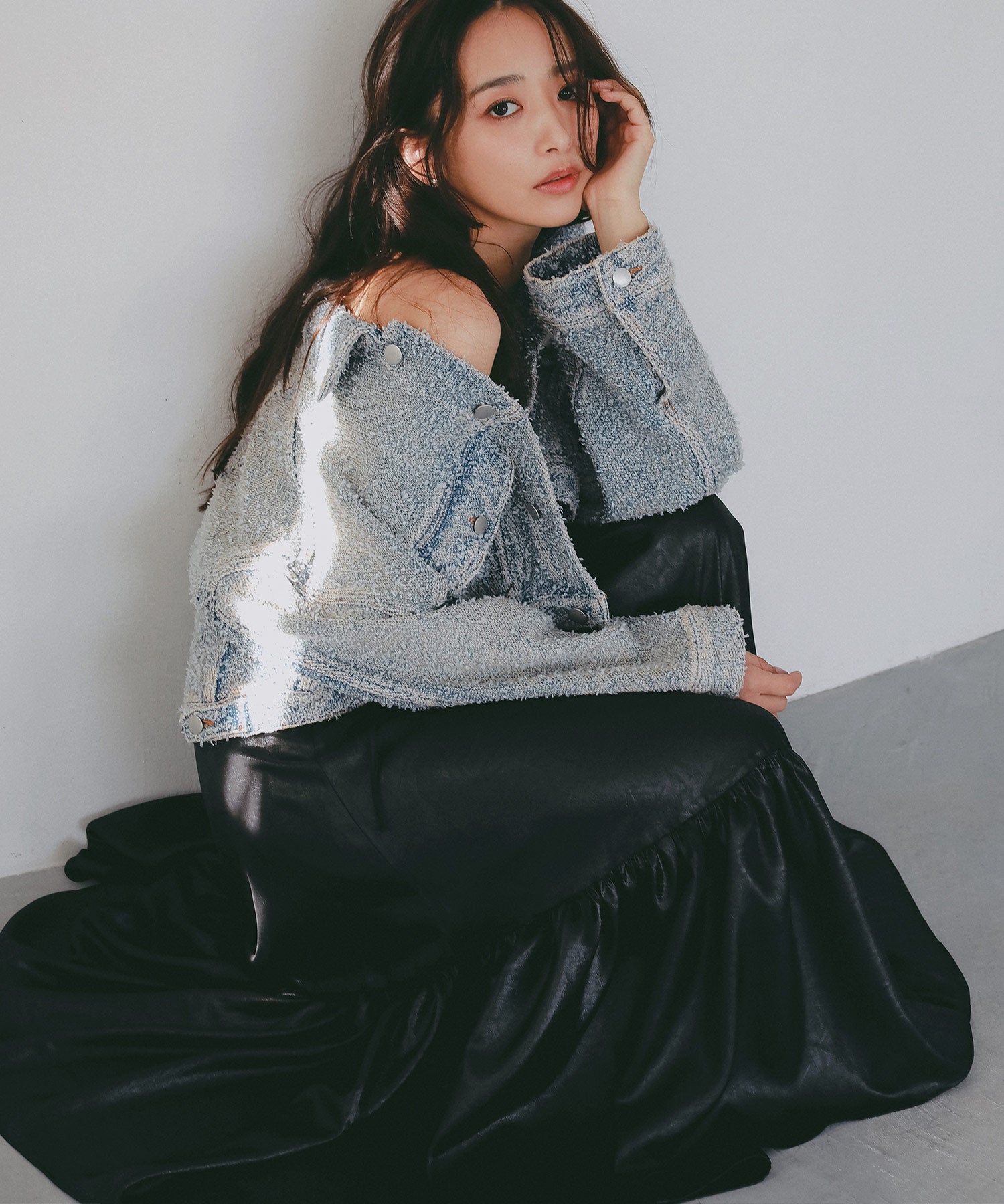 レザーライク キャミソールワンピース