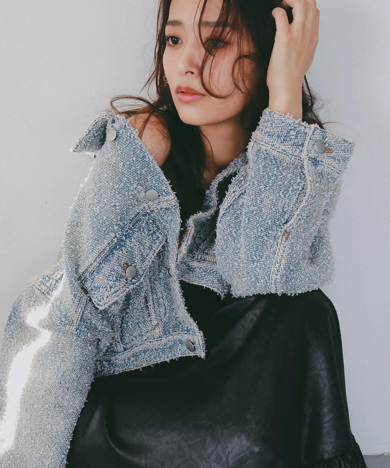 2月上旬お届け】デニムライク ショートジャケット｜AJUGA.（アジュガ