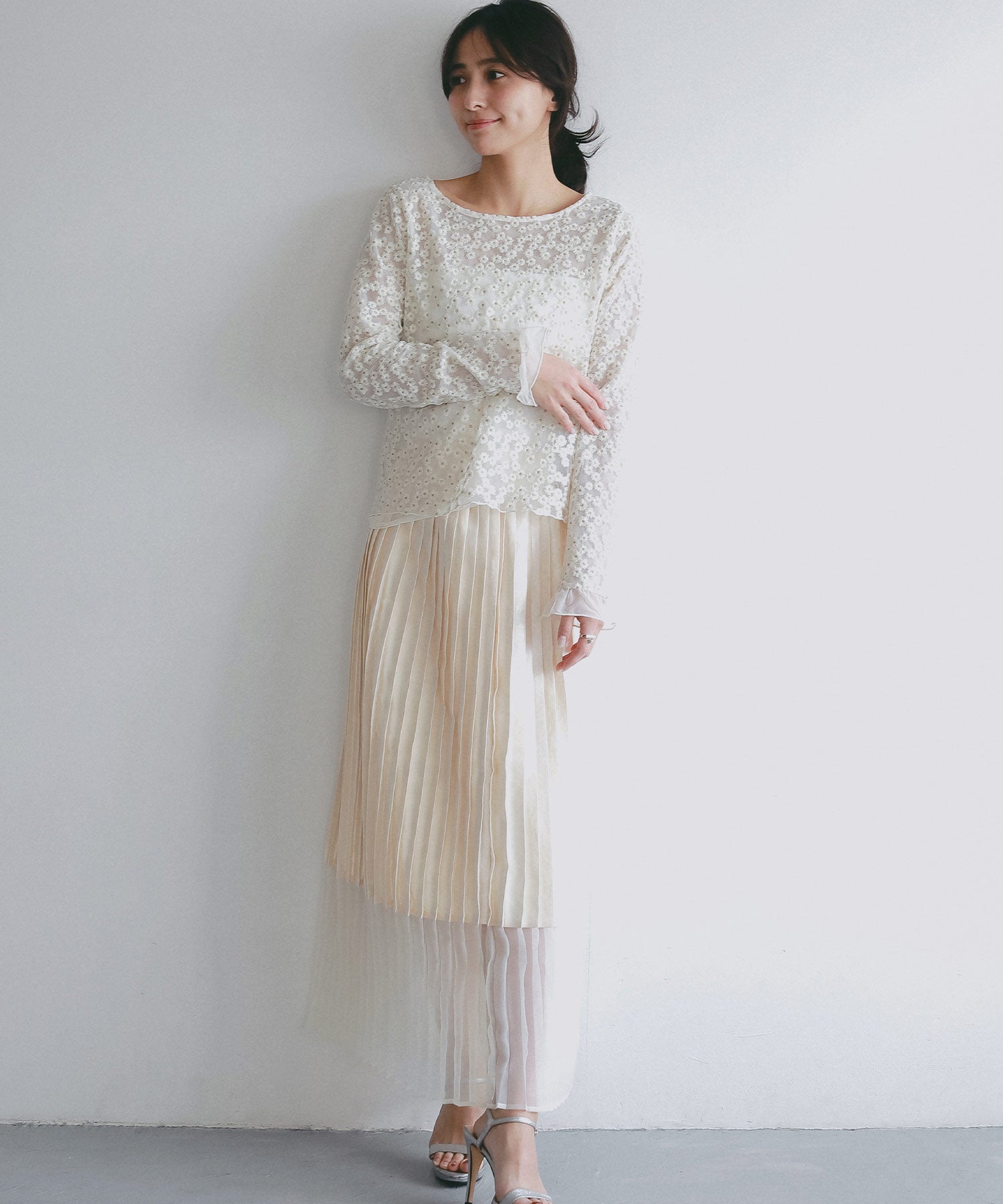 シアージャガードフラワーカットソー