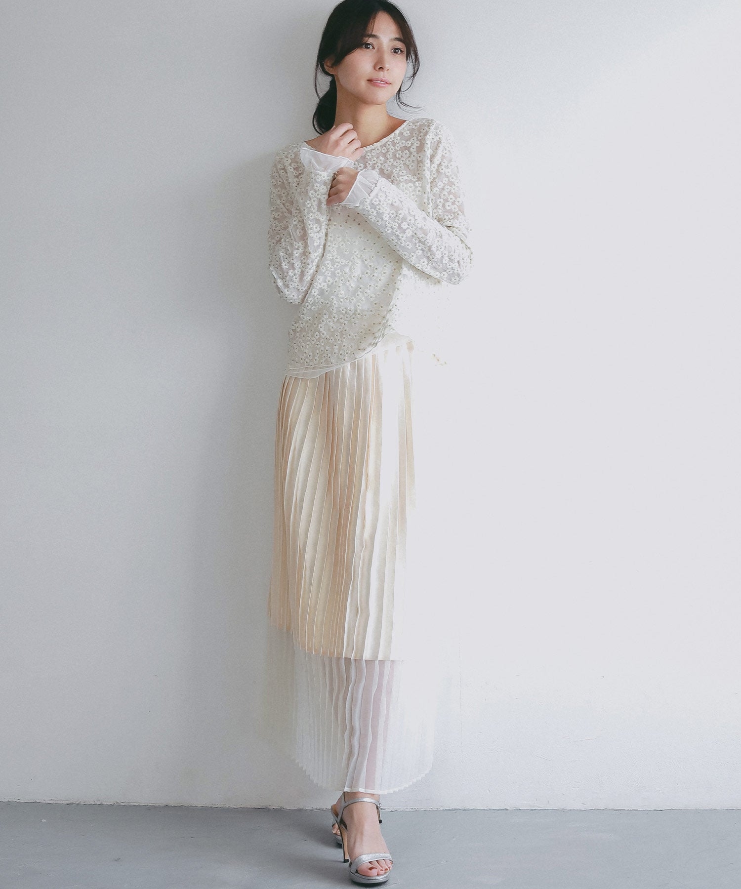 シアージャガードフラワーカットソー