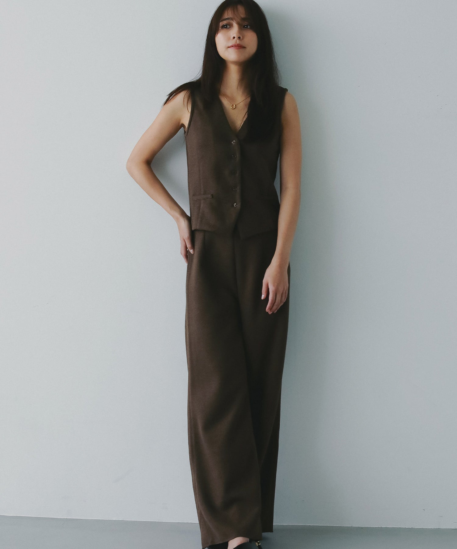 フェルトニットVネックジレ