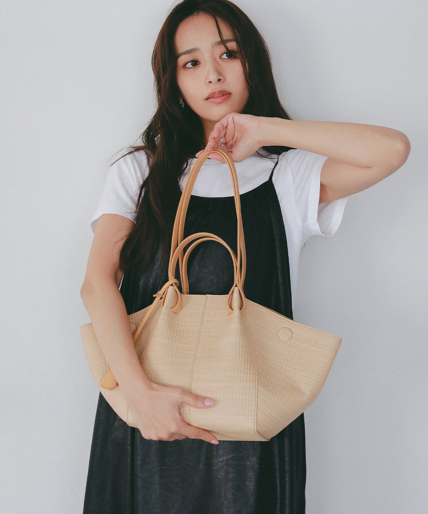 レザーライク キャミソールワンピース