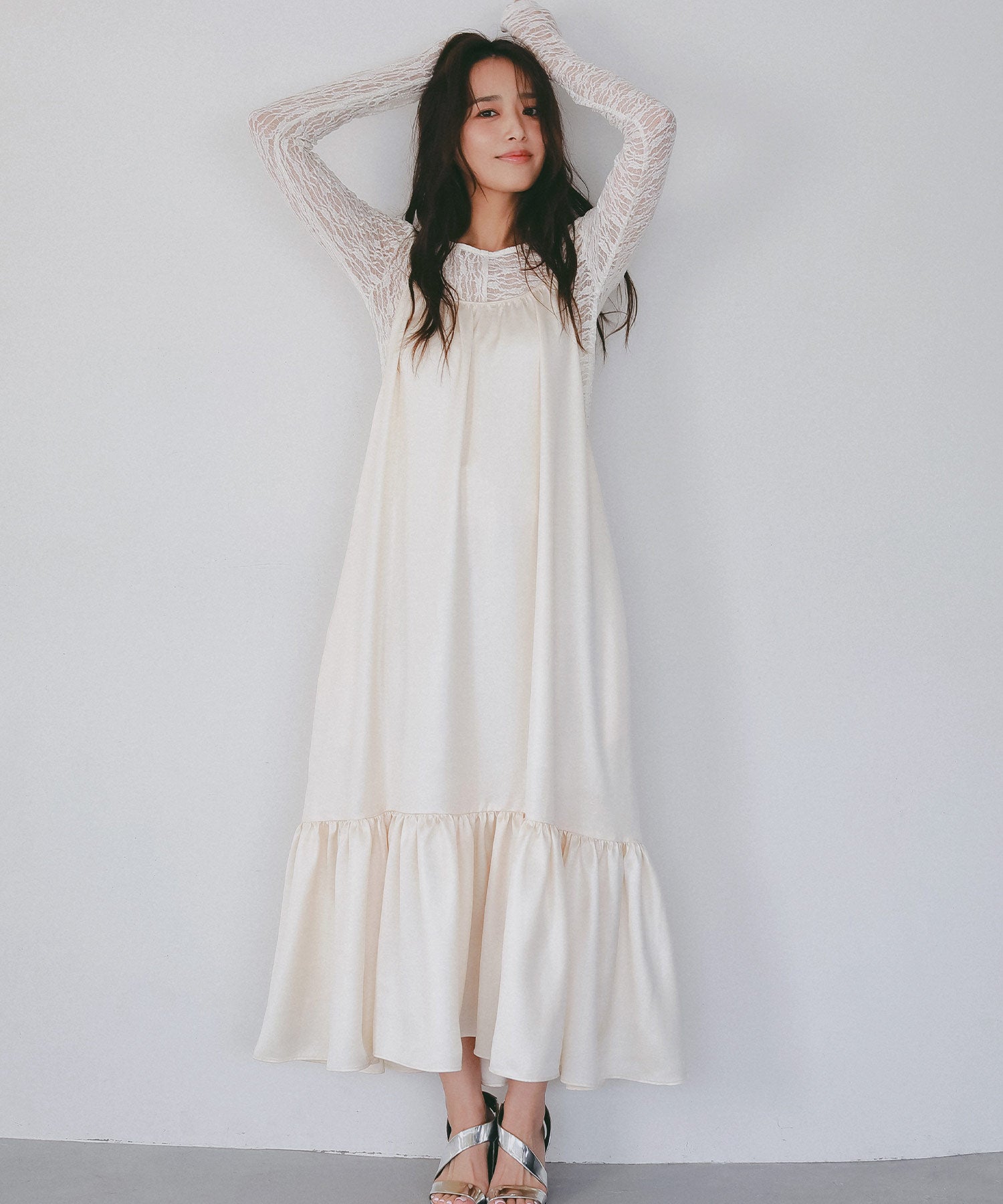 レザーライク キャミソールワンピース