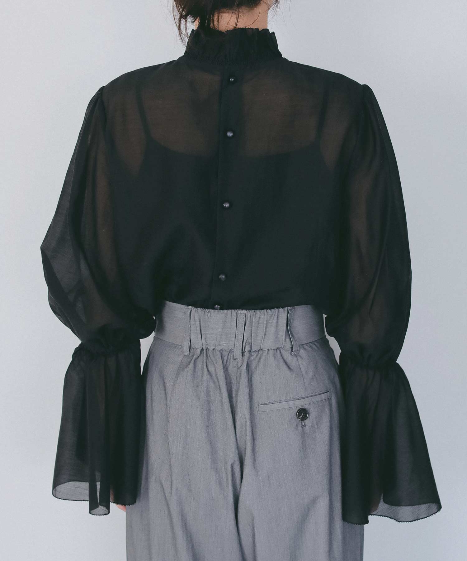 フレアスリーブ スタンドネックシアーブラウス【セレモニー/オケージョン】