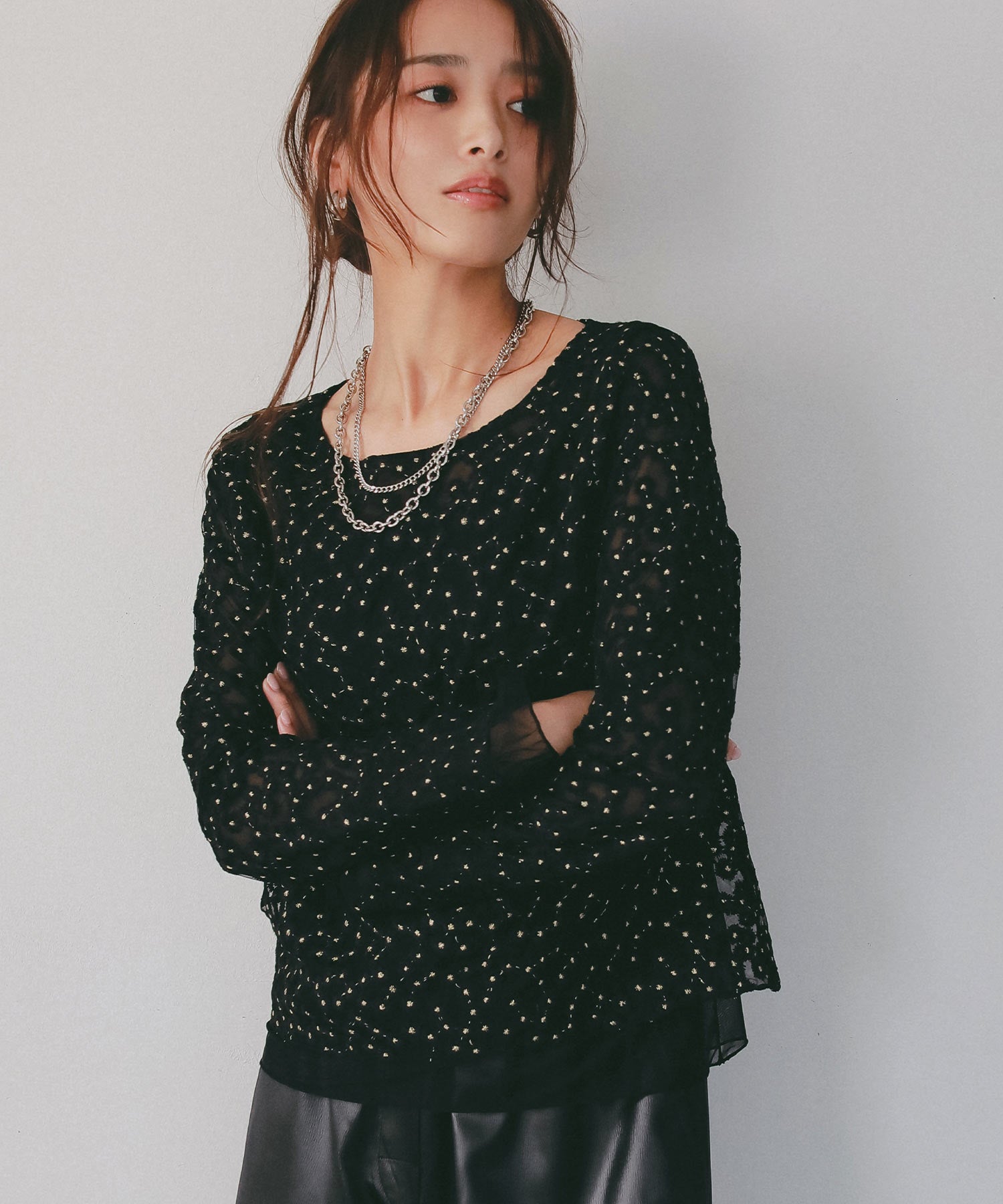 シアージャガードフラワーカットソー