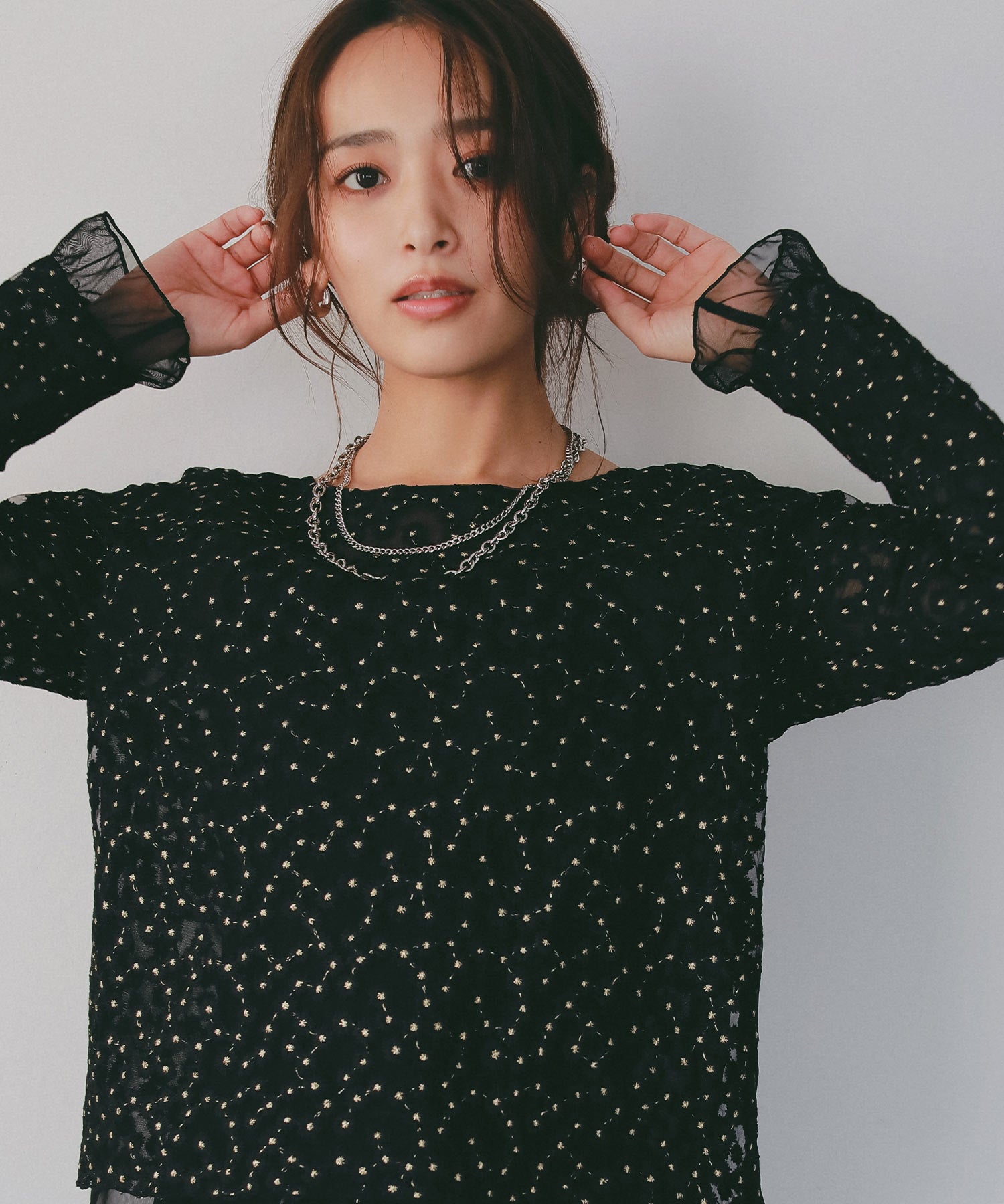 シアージャガードフラワーカットソー