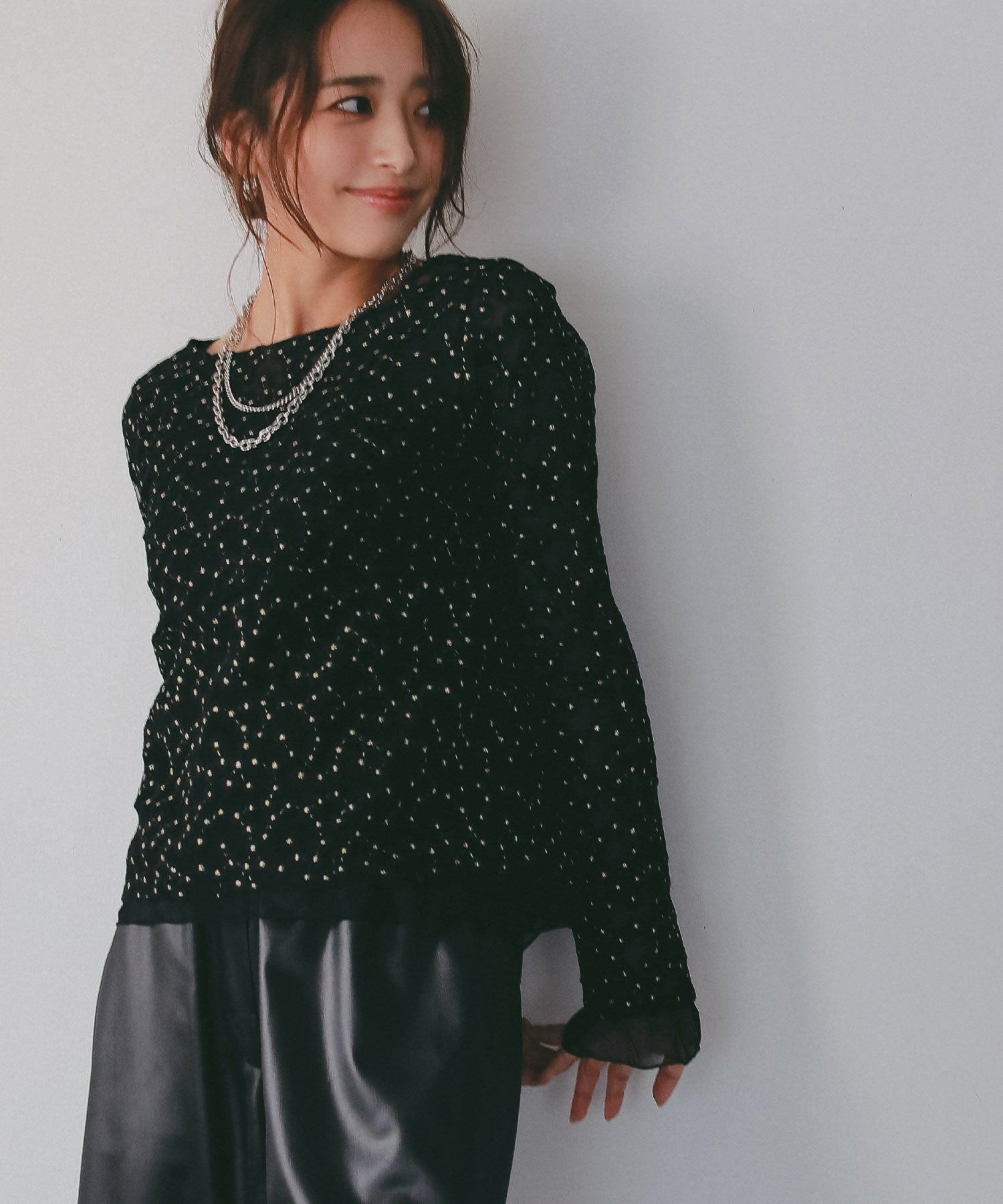 シアージャガードフラワーカットソー