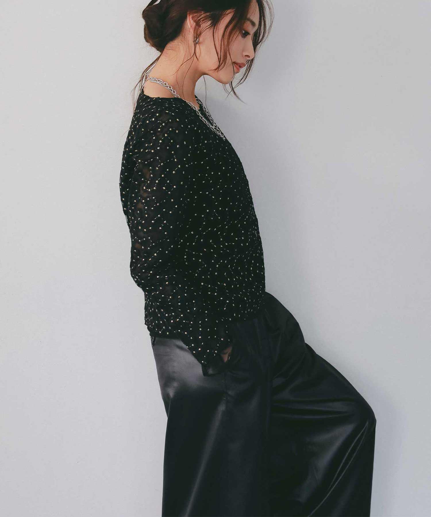 【2月中旬お届け】レザーライク チンツイージーパンツ