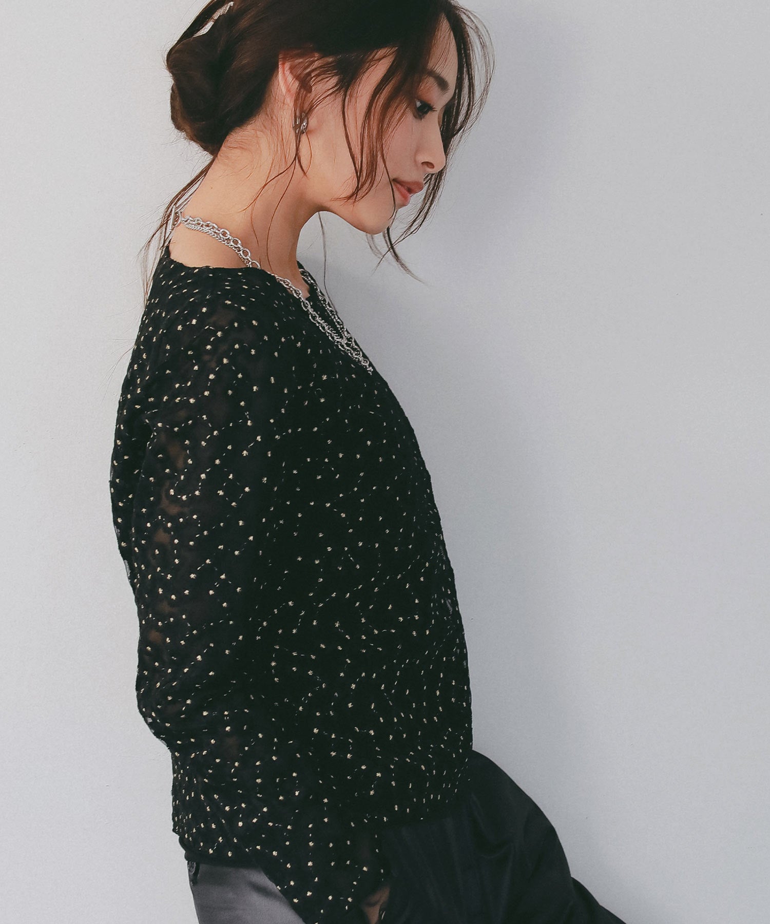 シアージャガードフラワーカットソー