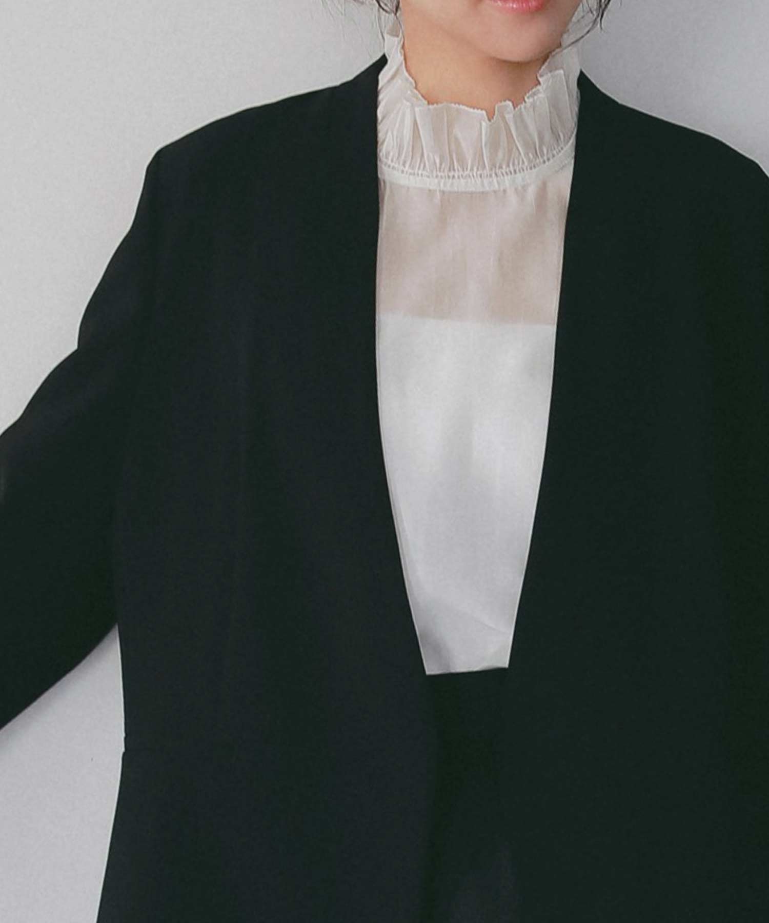 フレアスリーブ スタンドネックシアーブラウス【セレモニー/オケージョン】