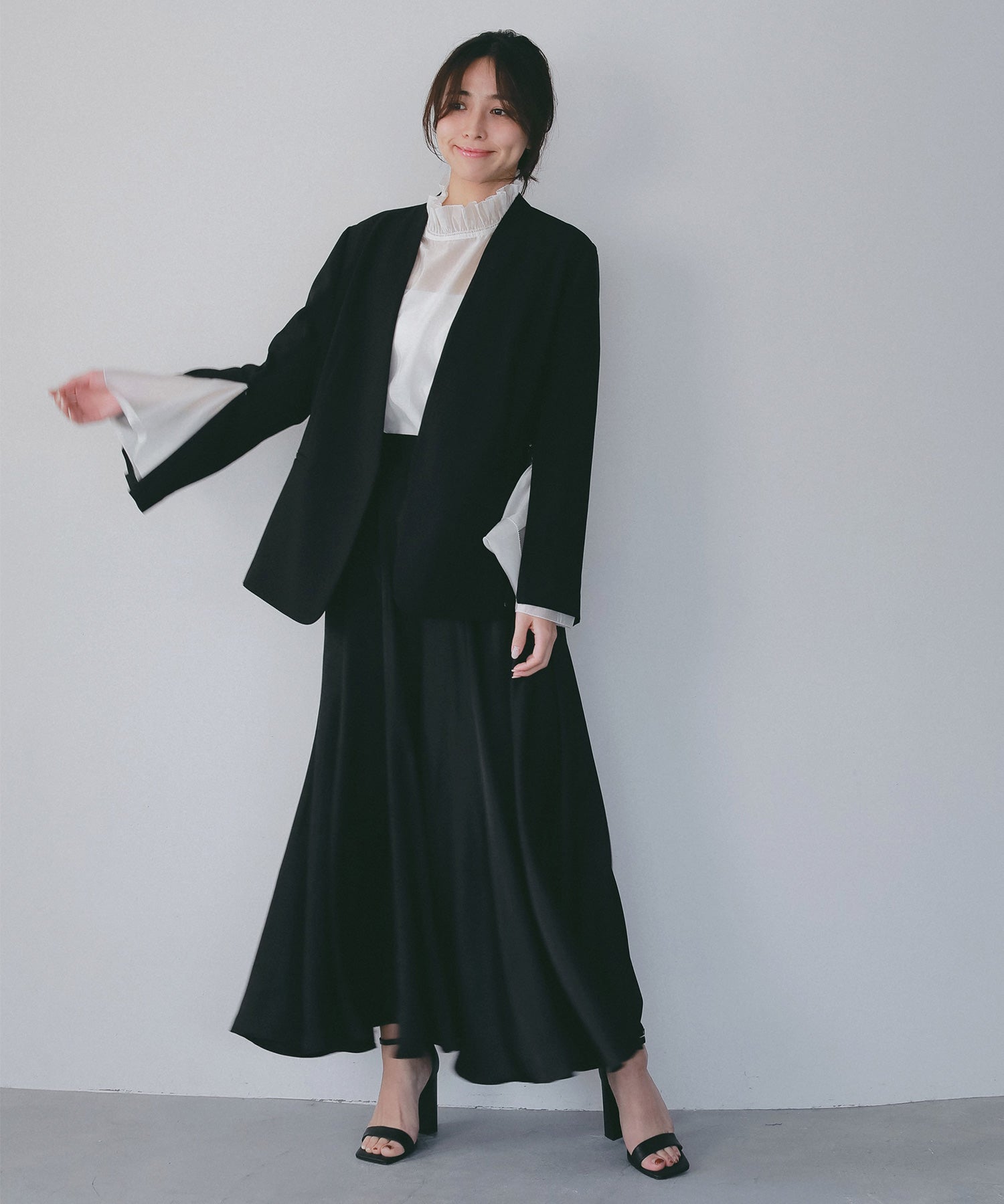 2WAYスリーブ イージーノーカラージャケット【セレモニー/オケージョン】