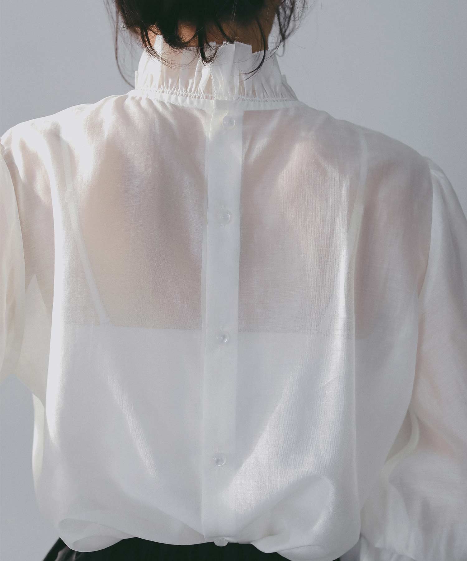 フレアスリーブ スタンドネックシアーブラウス【セレモニー/オケージョン】