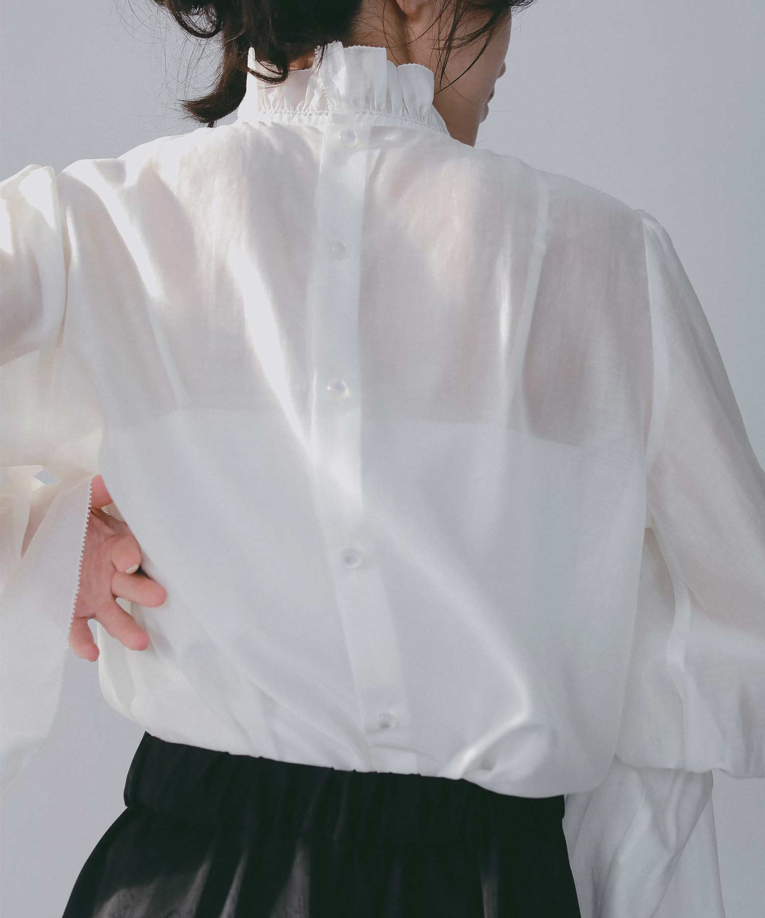 フレアスリーブ スタンドネックシアーブラウス【セレモニー/オケージョン】