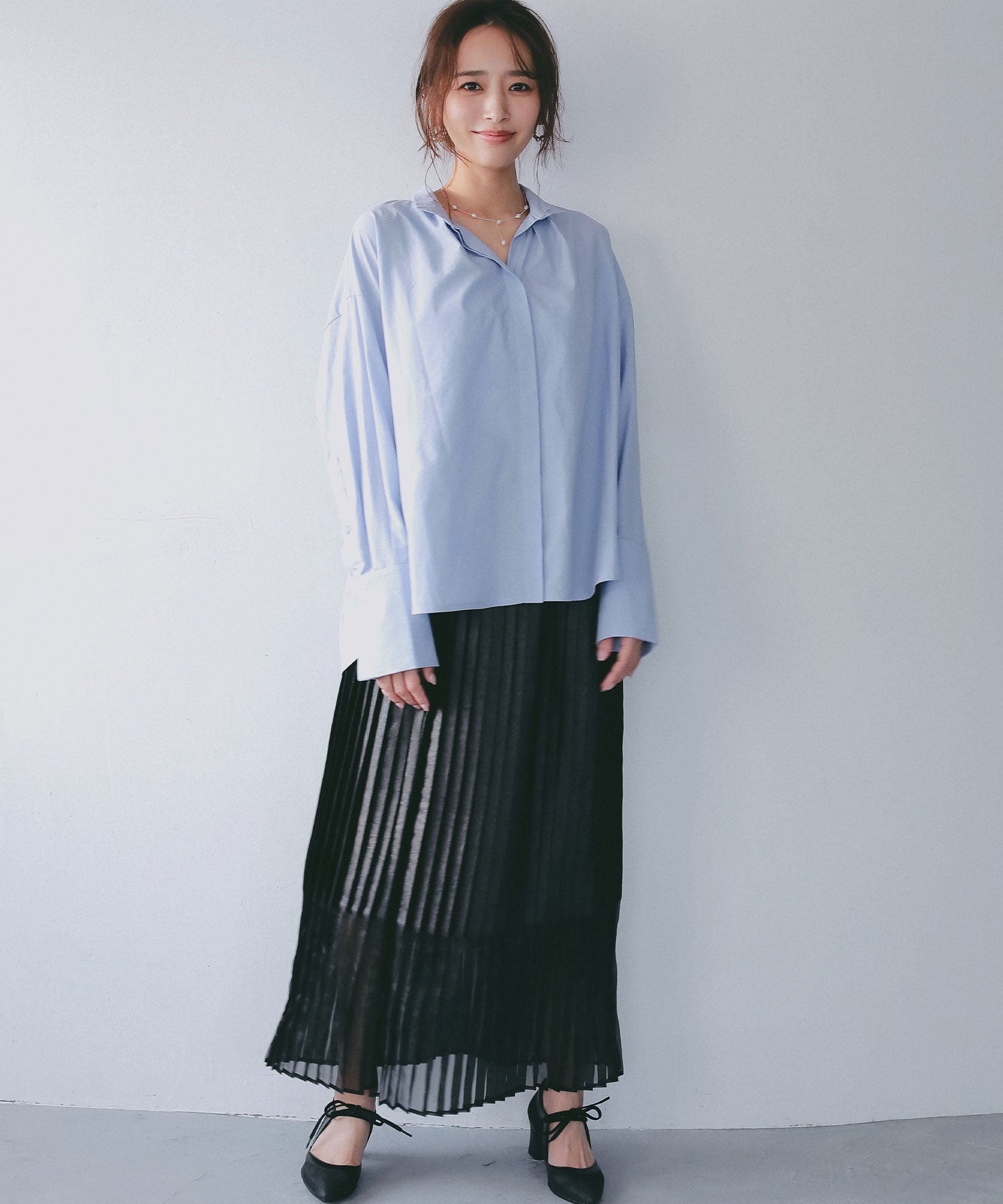 シアーヘム チンツプリーツスカート