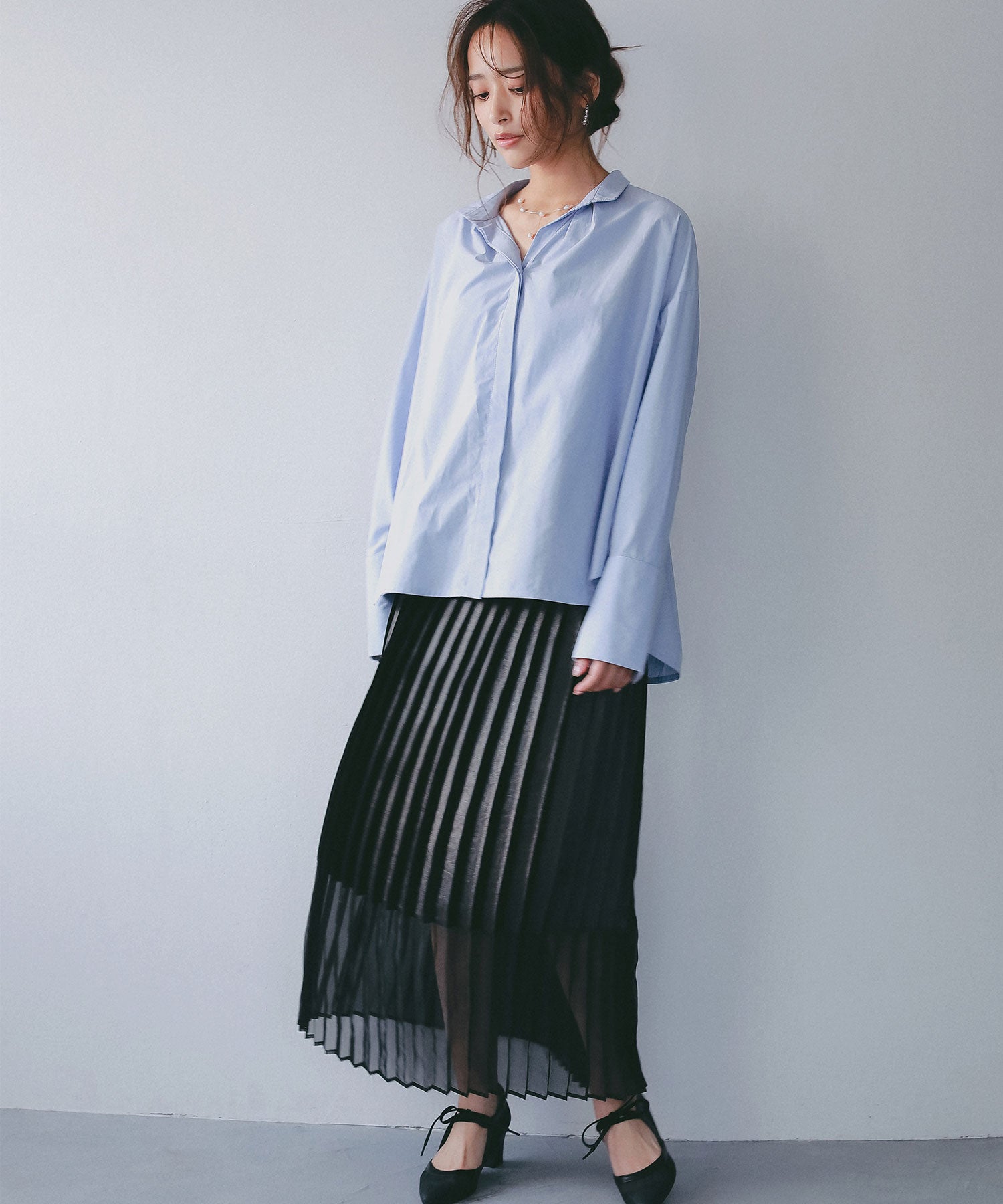 シアーヘム チンツプリーツスカート