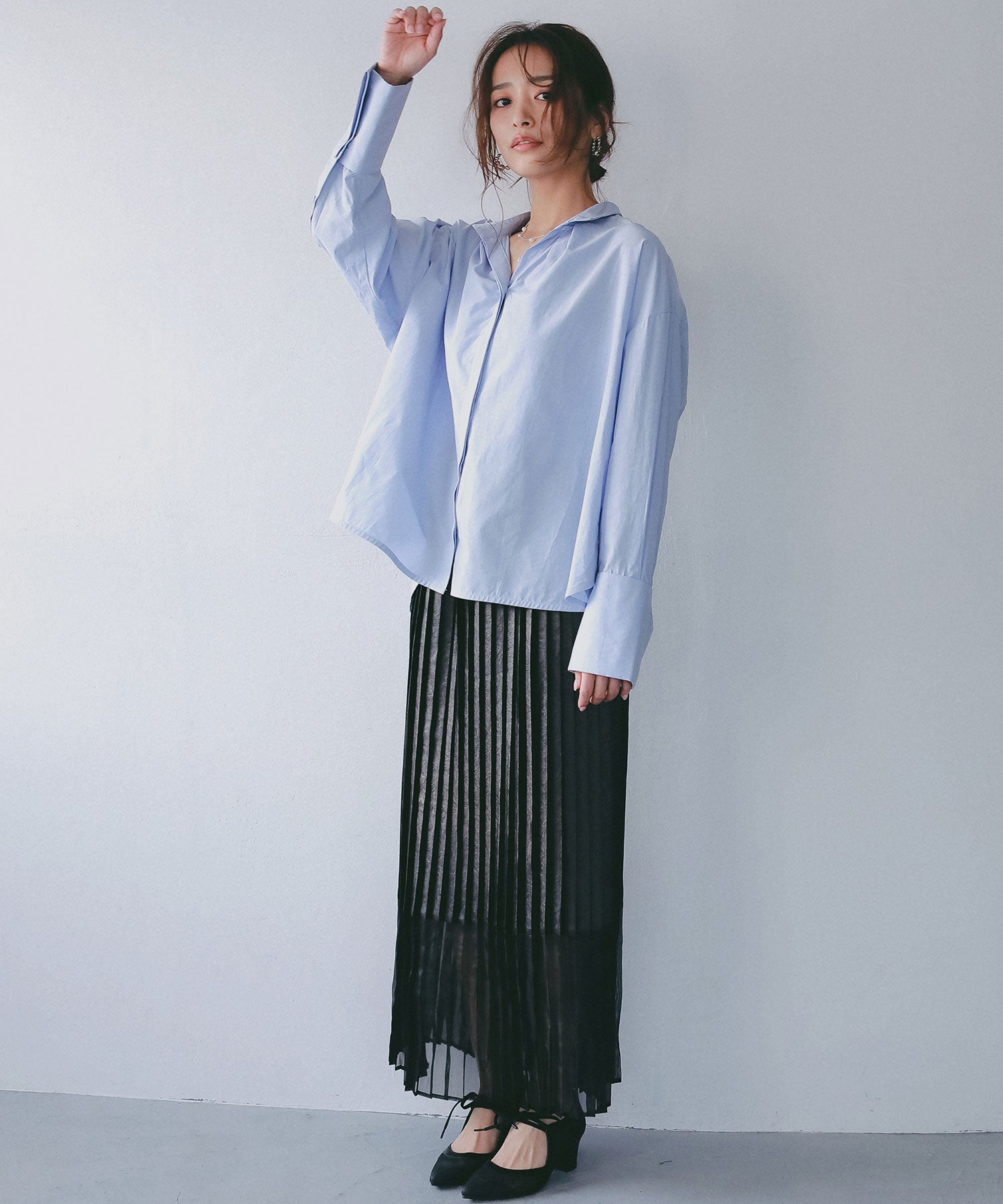 シアーヘム チンツプリーツスカート