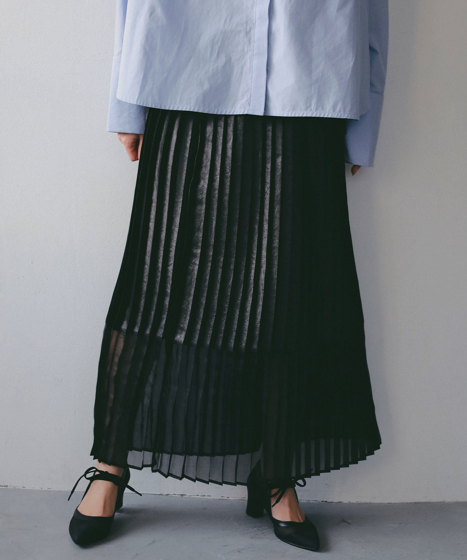 シアーヘム チンツプリーツスカート