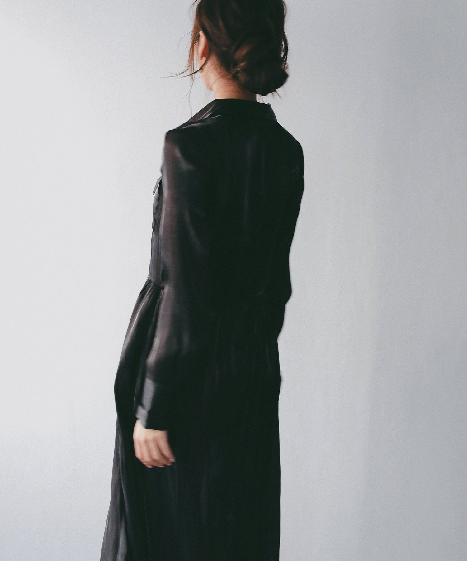 2WAY光沢シアーシャツワンピース